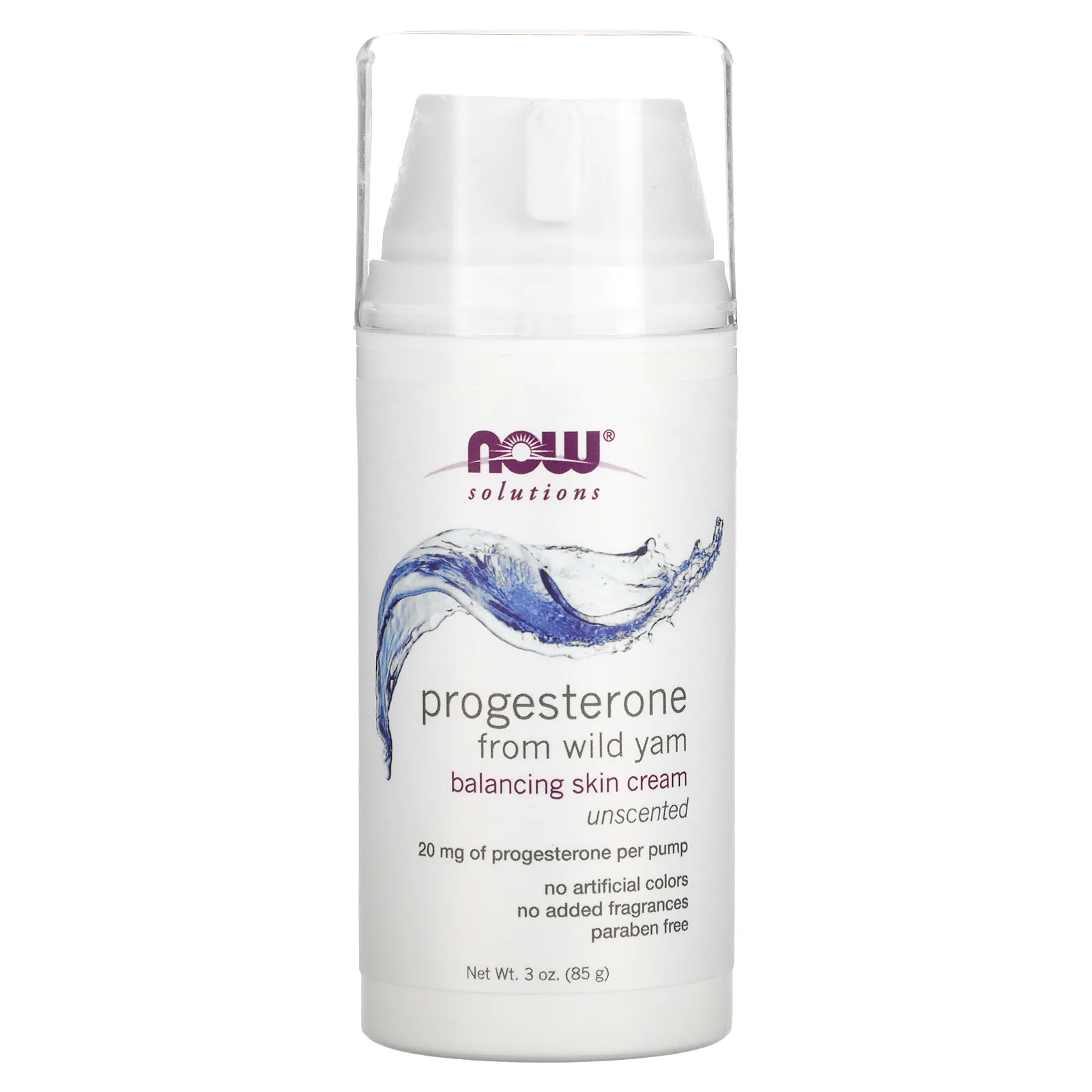 NOW Foods, Solutions, крем для восстановления баланса кожи с прогестероном из дикого ямса, без аромата, 20 мг, 85 г (3 унции)