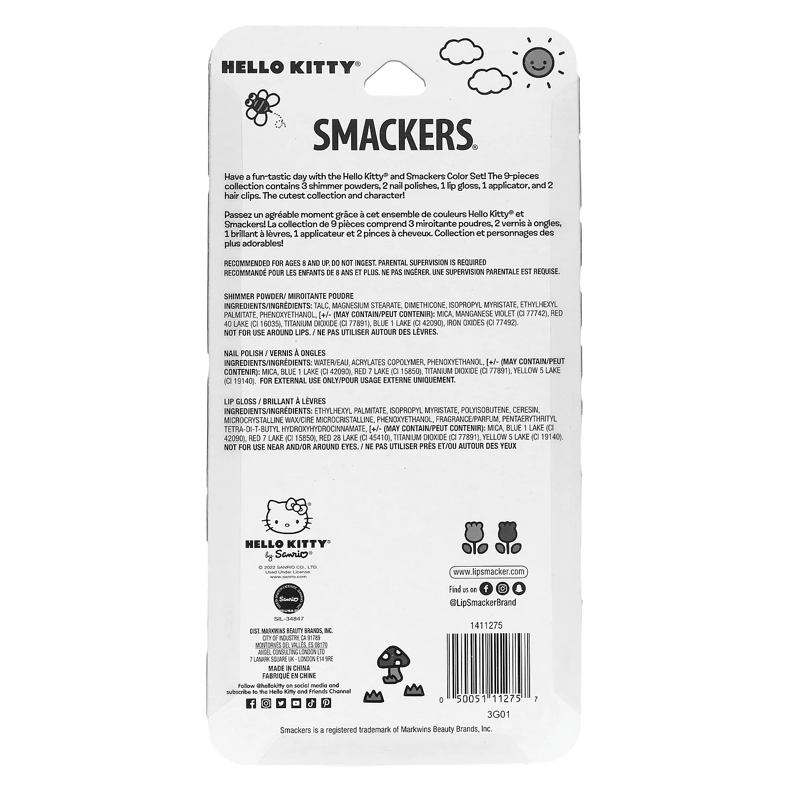 Lip Smacker, Hello Kitty, коллекция для красоты, набор из 9 предметов