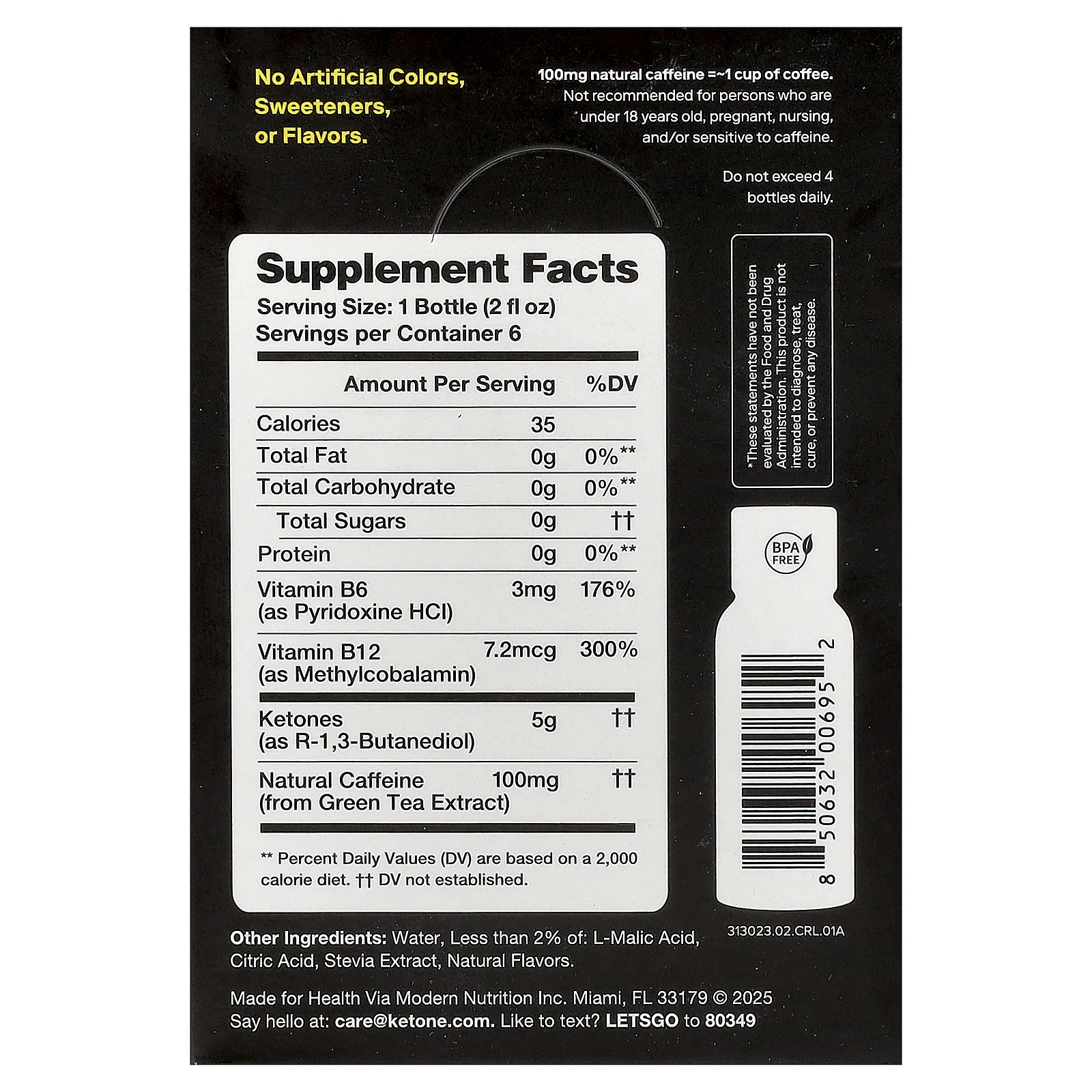 Ketone-IQ, Energy Shot, малиновый лимонад, 6 флаконов по 59 мл (2 жидк. унции)