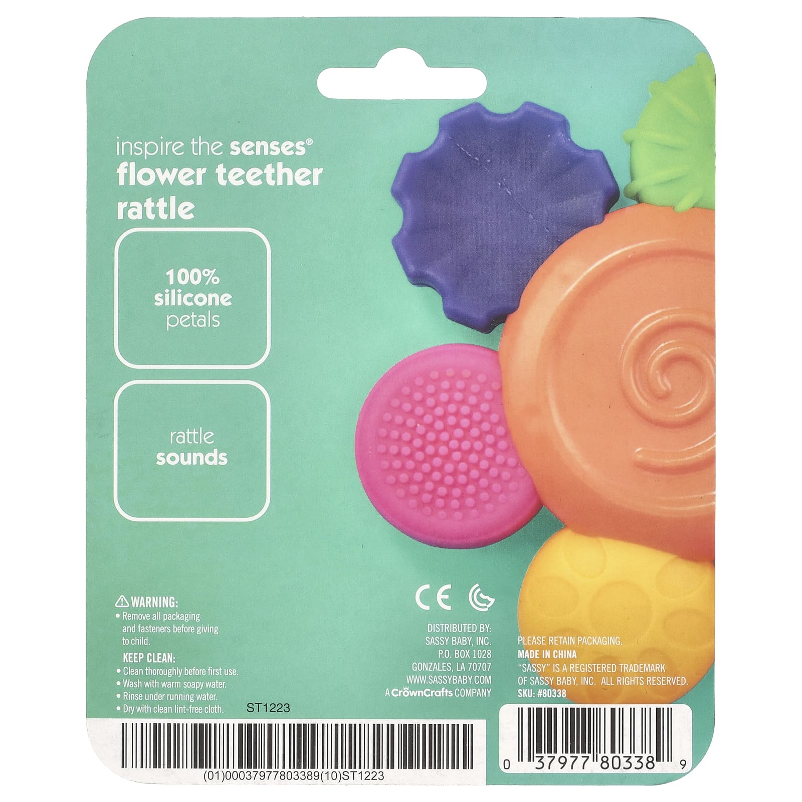 Sassy, Inspire The Senses, цветочная погремушка, для детей от 3 месяцев, 1 штука