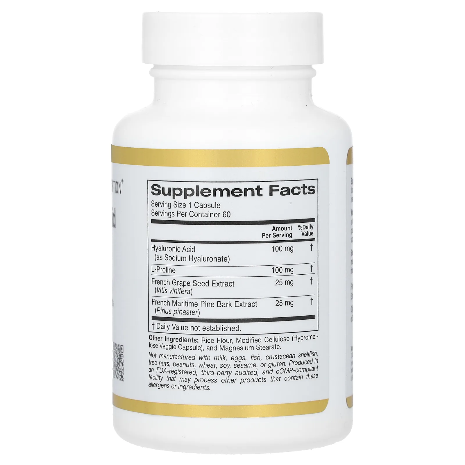 California Gold Nutrition, Комплекс с гиалуроновой кислотой, 60 растительных капсул