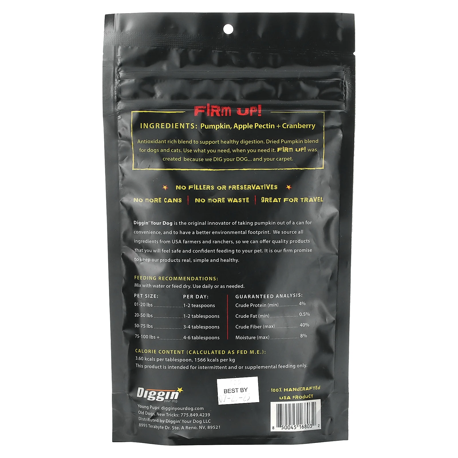 Diggin your dog, Firm Up! Помощь пищеварению, тыква и клюква, 113 г (4 унции)