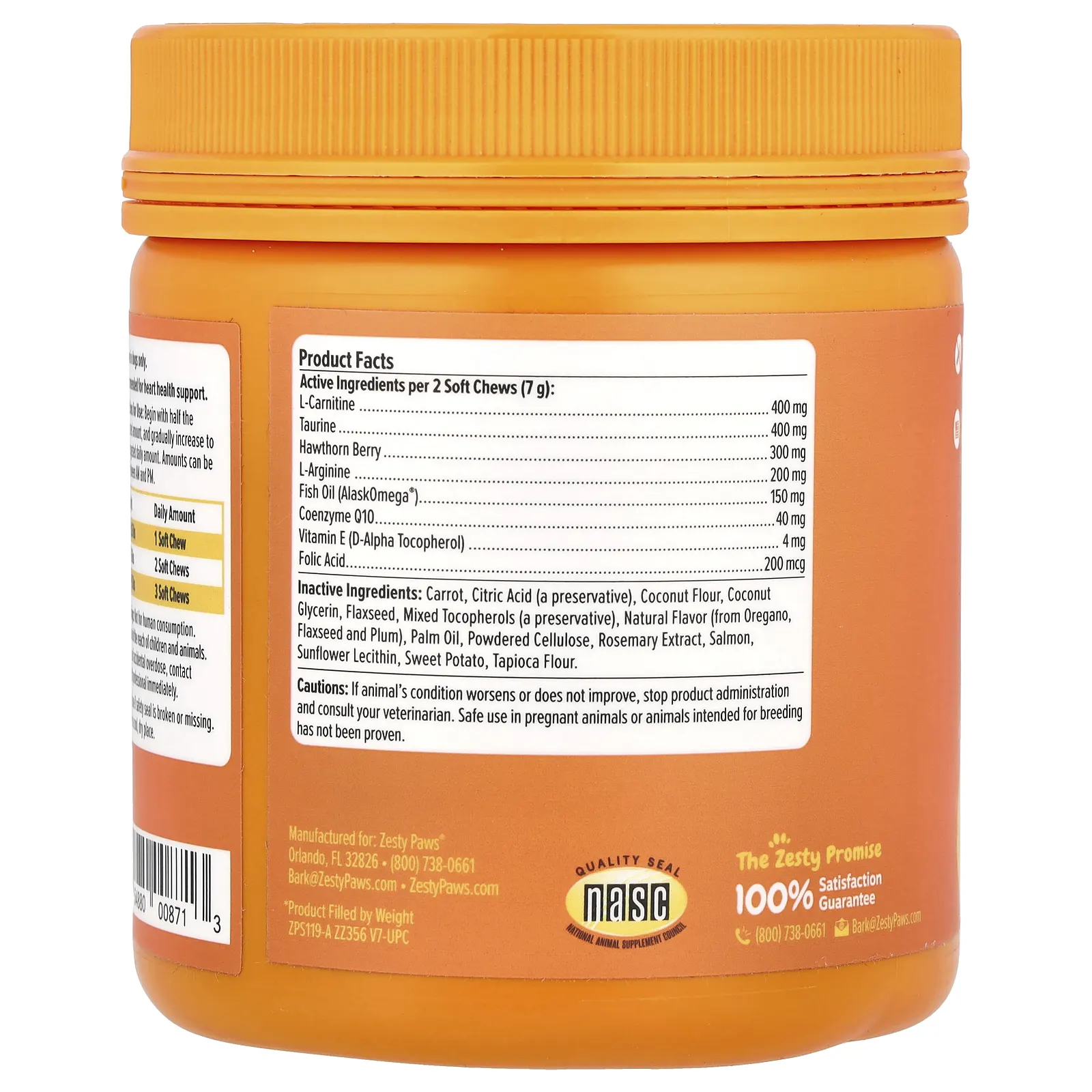 Zesty Paws, Cardio Bites ™, для собак, для всех возрастов, лосось, 90 жевательных таблеток, 315 г (11,1 унции)