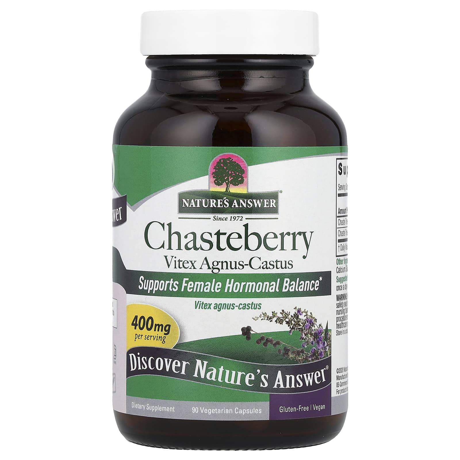 Nature's Answer, Chasteberry, Vitex Agnus-Castus, 400 мг, 90 вегетарианских капсул