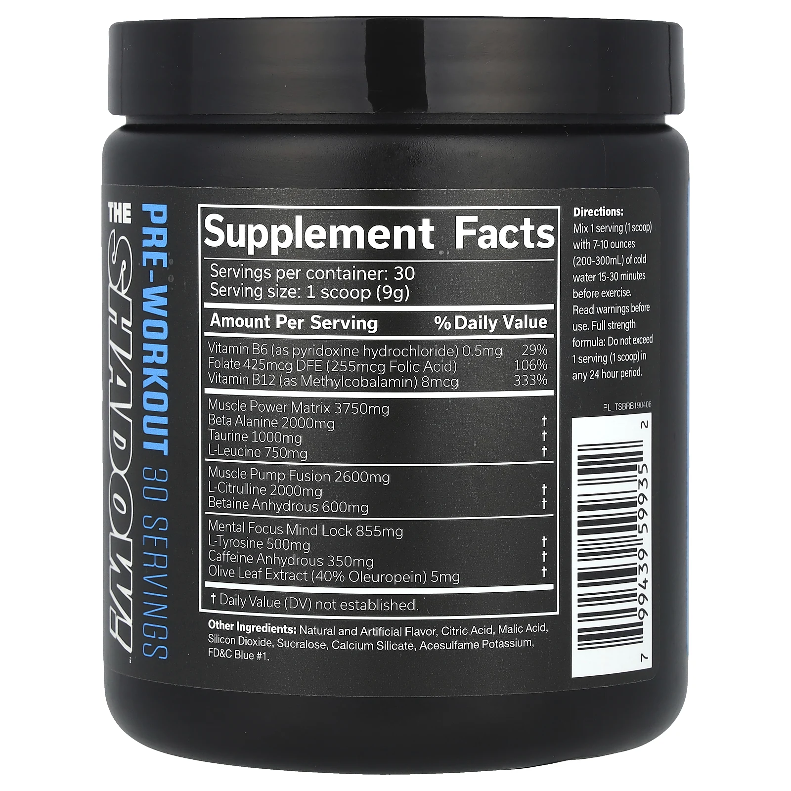 JNX Sports, The Shadow, предтренировочная добавка, голубая малина, 270 г