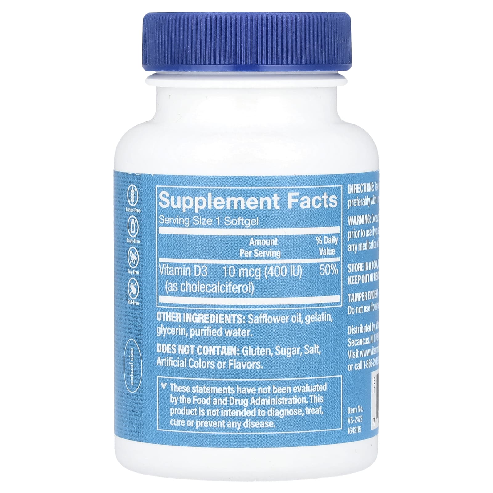 The Vitamin Shoppe, Витамин D3, 10 мкг (400 МЕ), 200 мягких таблеток