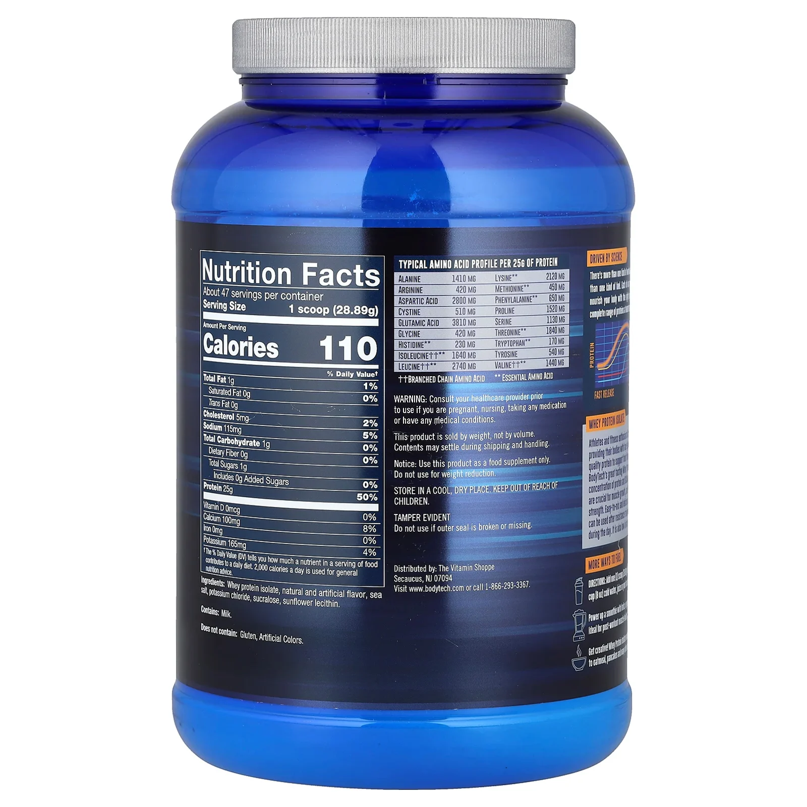 BodyTech, Изолят сывороточного протеина, французская ваниль, 1,36 кг (3 фунта)