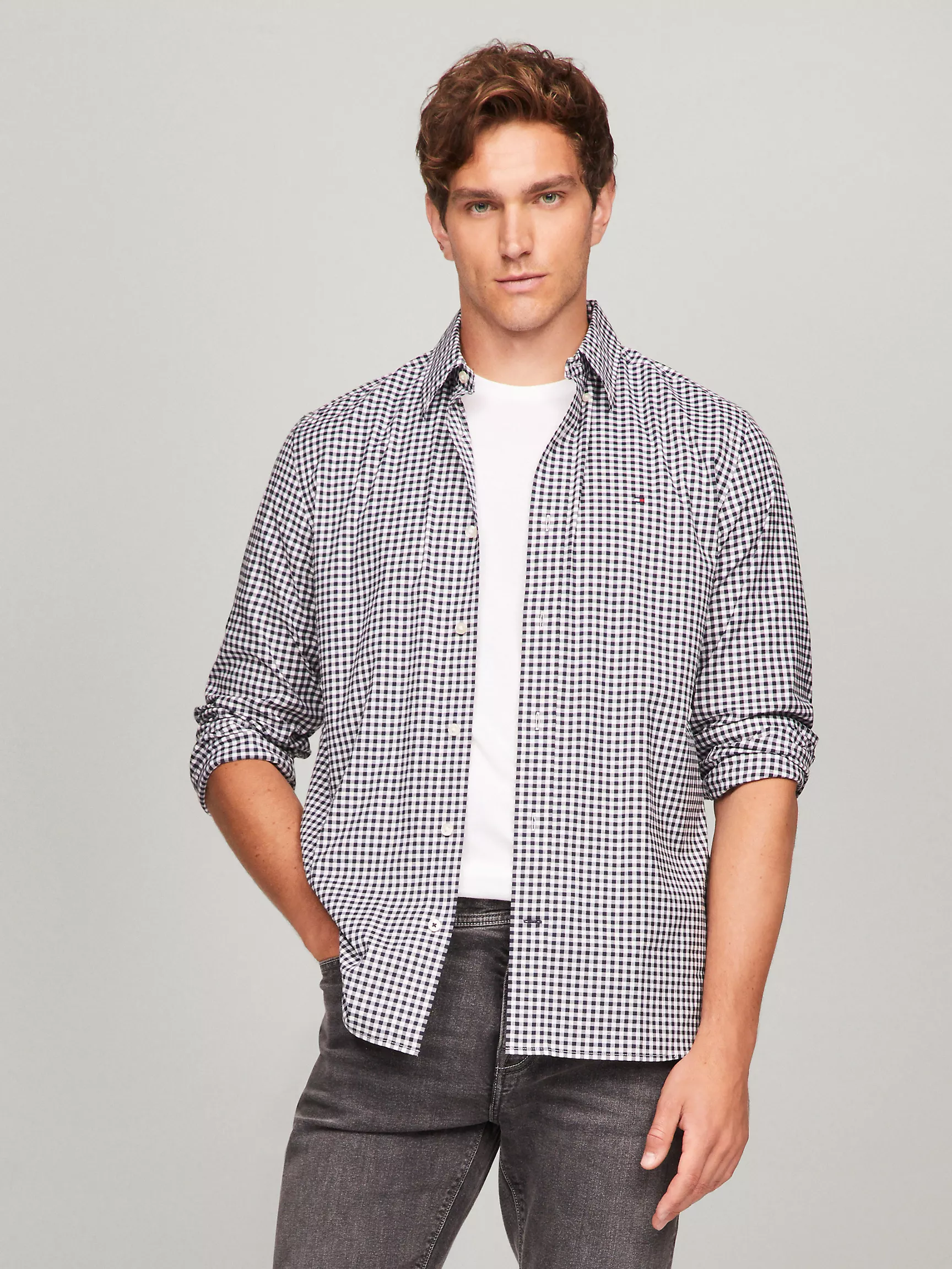 Мужская рубашка Tommy Hilfiger, Рубашка стандартного кроя THFlex из поплина в клетку гингем