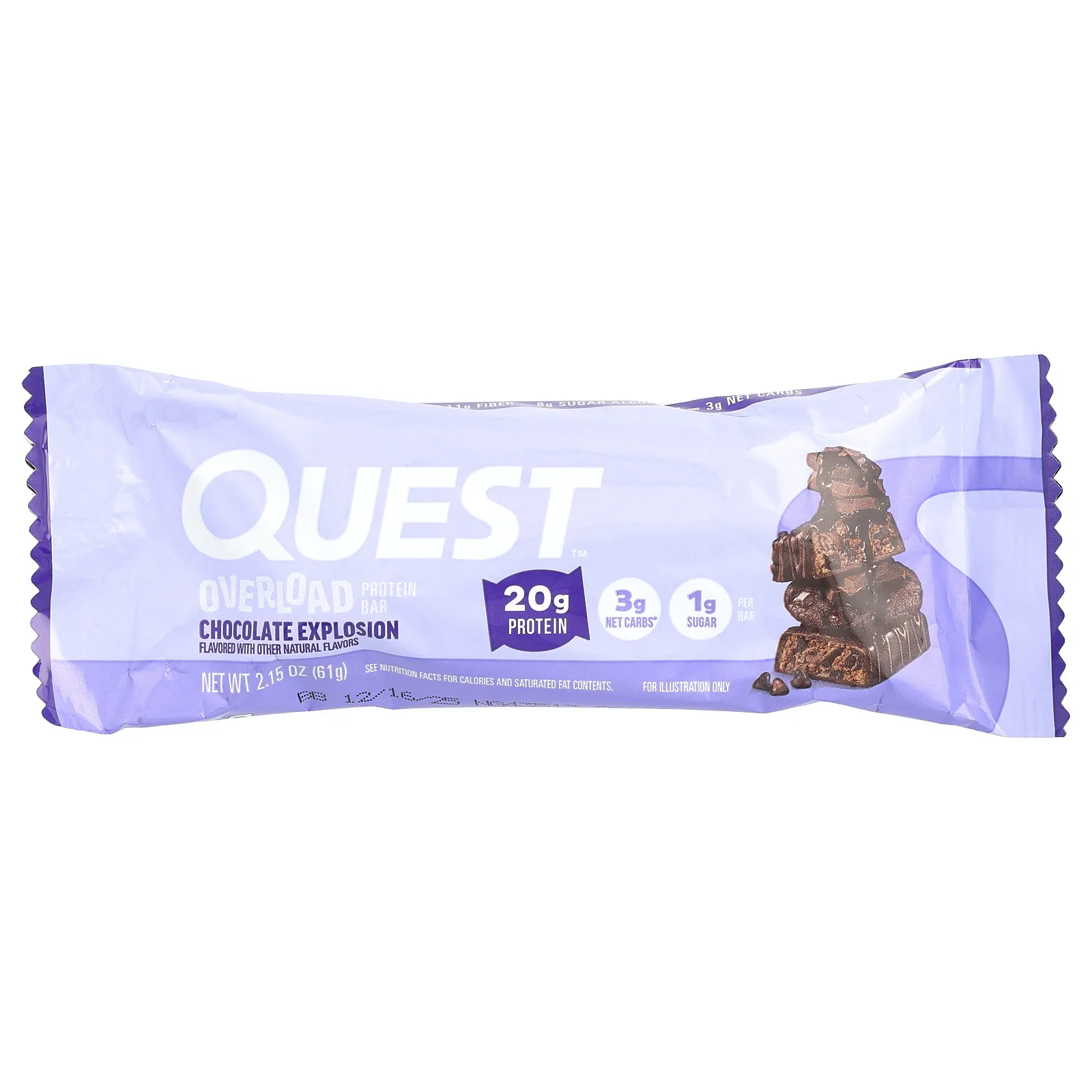 Quest Nutrition, Протеиновый батончик Overload, Chocolate Explosion, 12 батончиков, 61 г (2,15 унции)