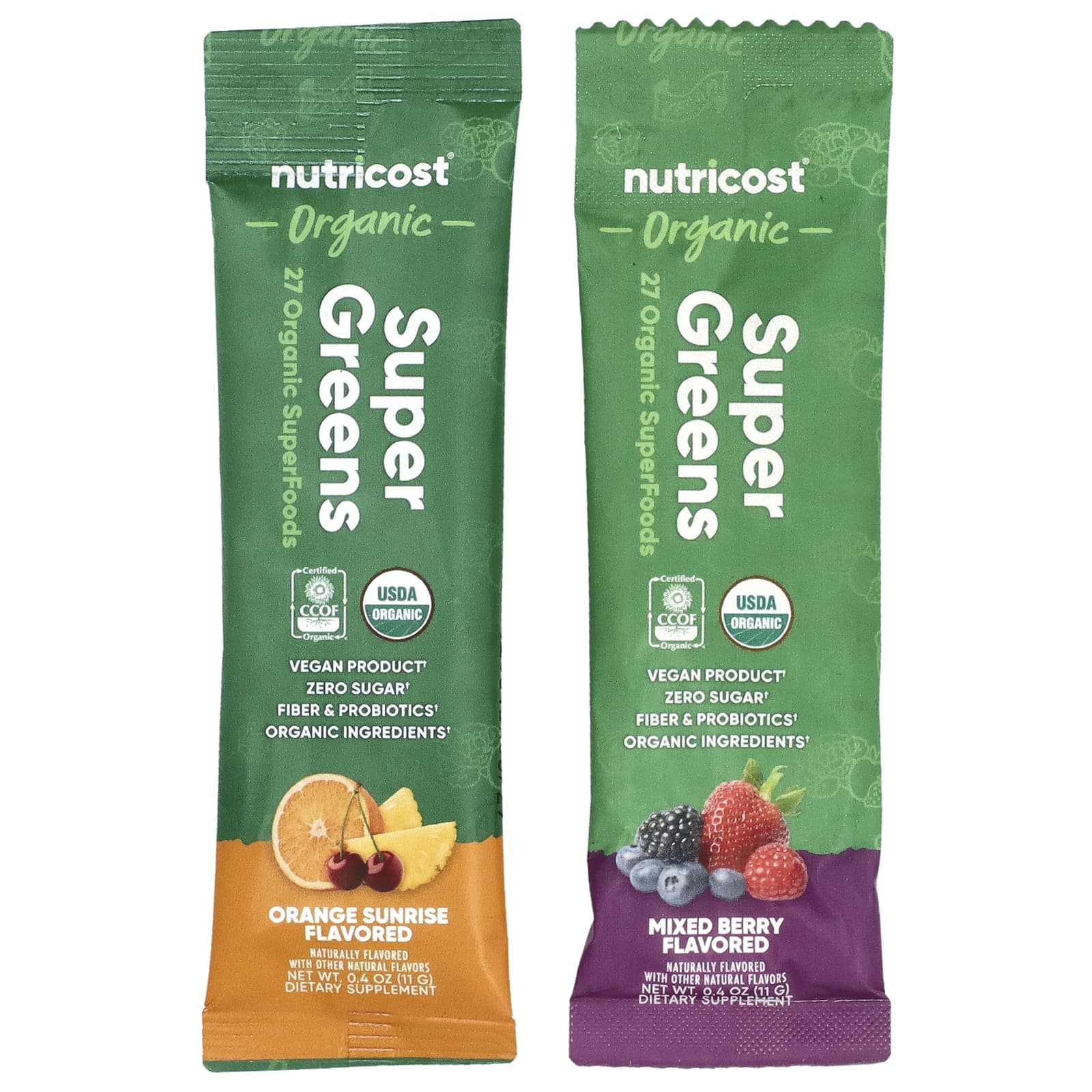 Nutricost, Органическая суперзеленая, разнообразная добавка, 20 пакетиков по 11 г (0,4 унции)