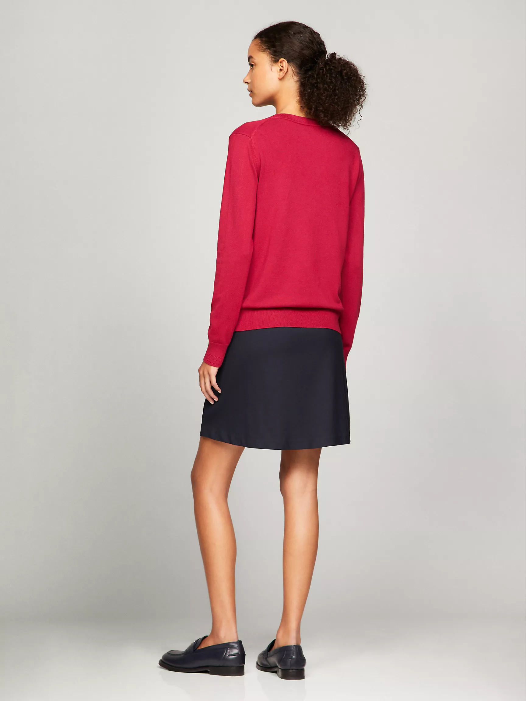 Женский свитер Tommy Hilfiger, Вязаный свитер с V-образным вырезом из вискозной смеси