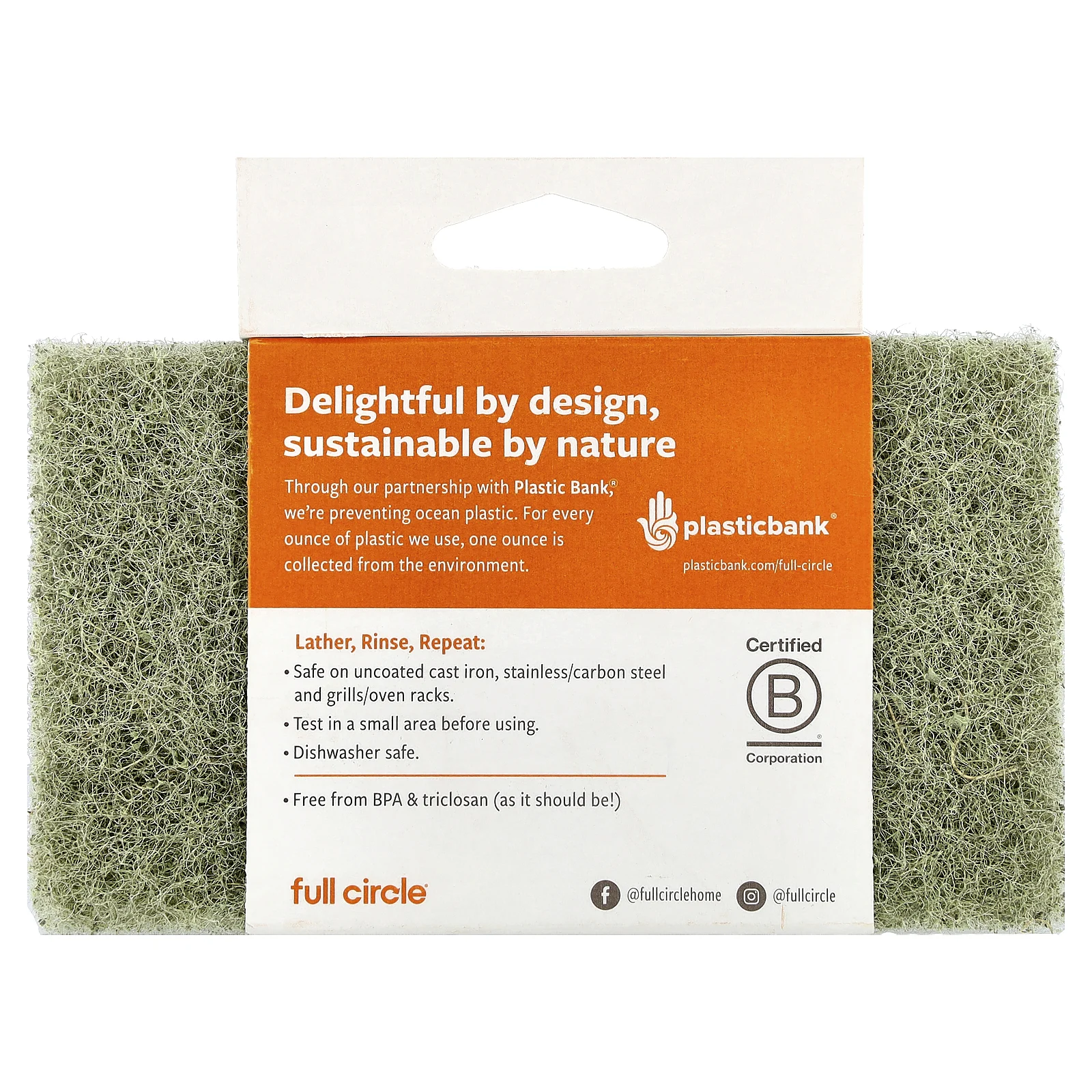 Full Circle, губочные салфетки из листьев агавы, максимальная сила действия, 3 шт.