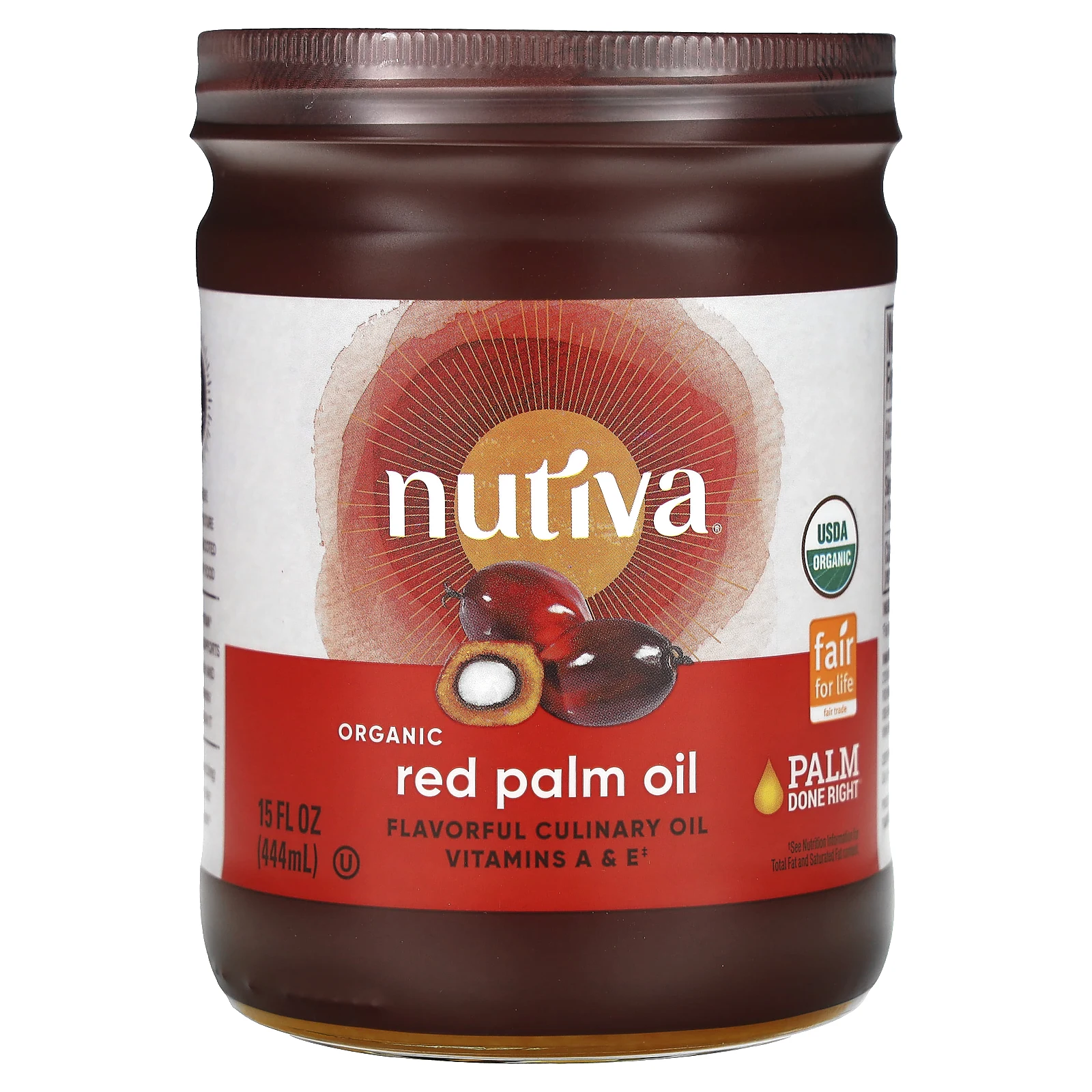Nutiva, органическое красное пальмовое масло, 444 мл (15 жидк. унций)