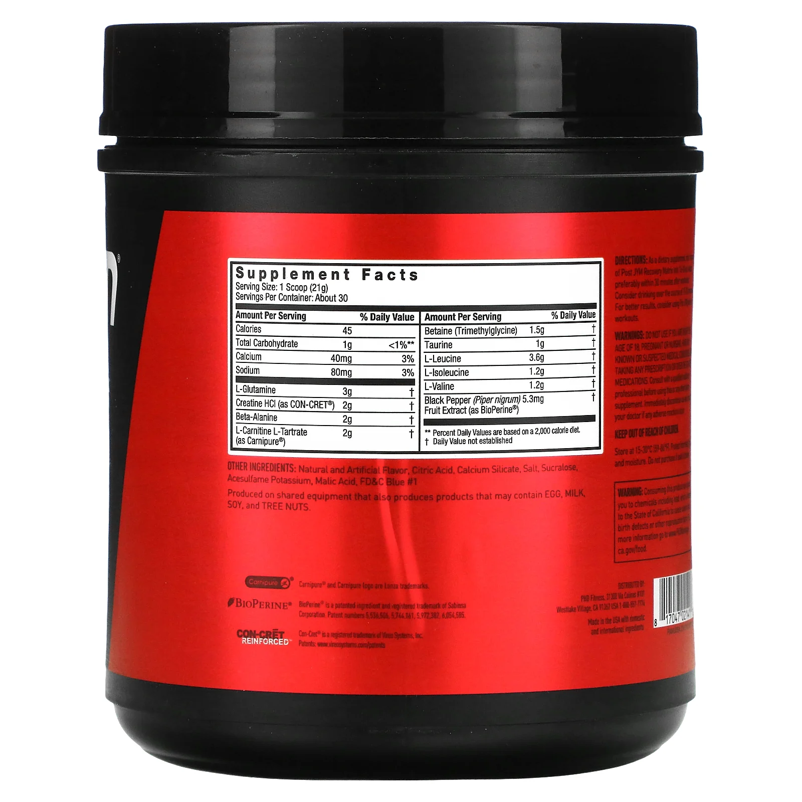 JYM Supplement Science, BCAA + Recovery Matrix, Blue Artic Freeze, 22 унции (630 г)