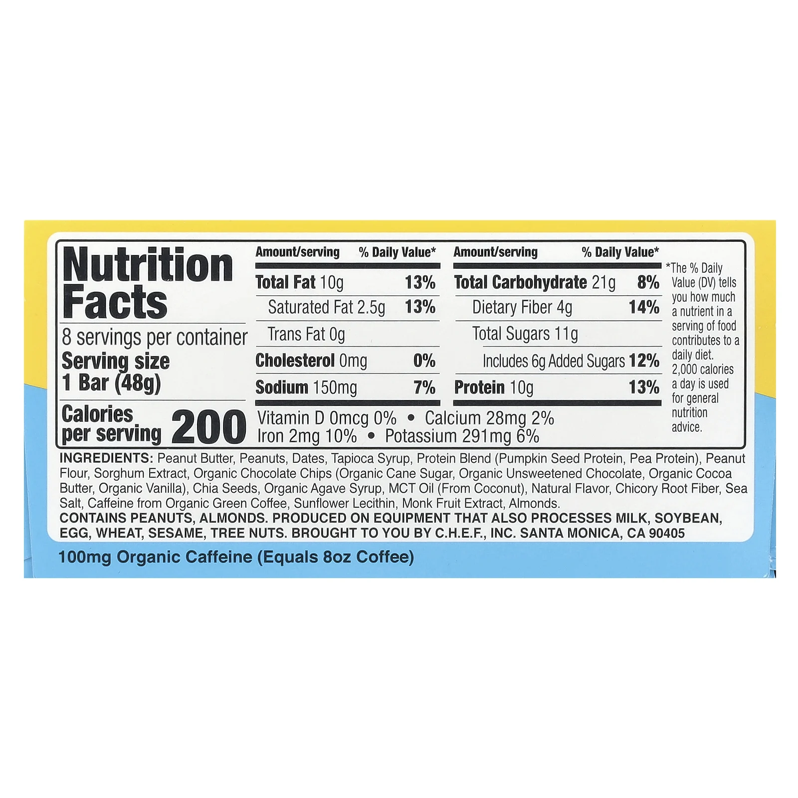 Quantum Energy Square, Темный шоколад с арахисовой пастой, 8 квадратов по 48 г (1,69 унции)