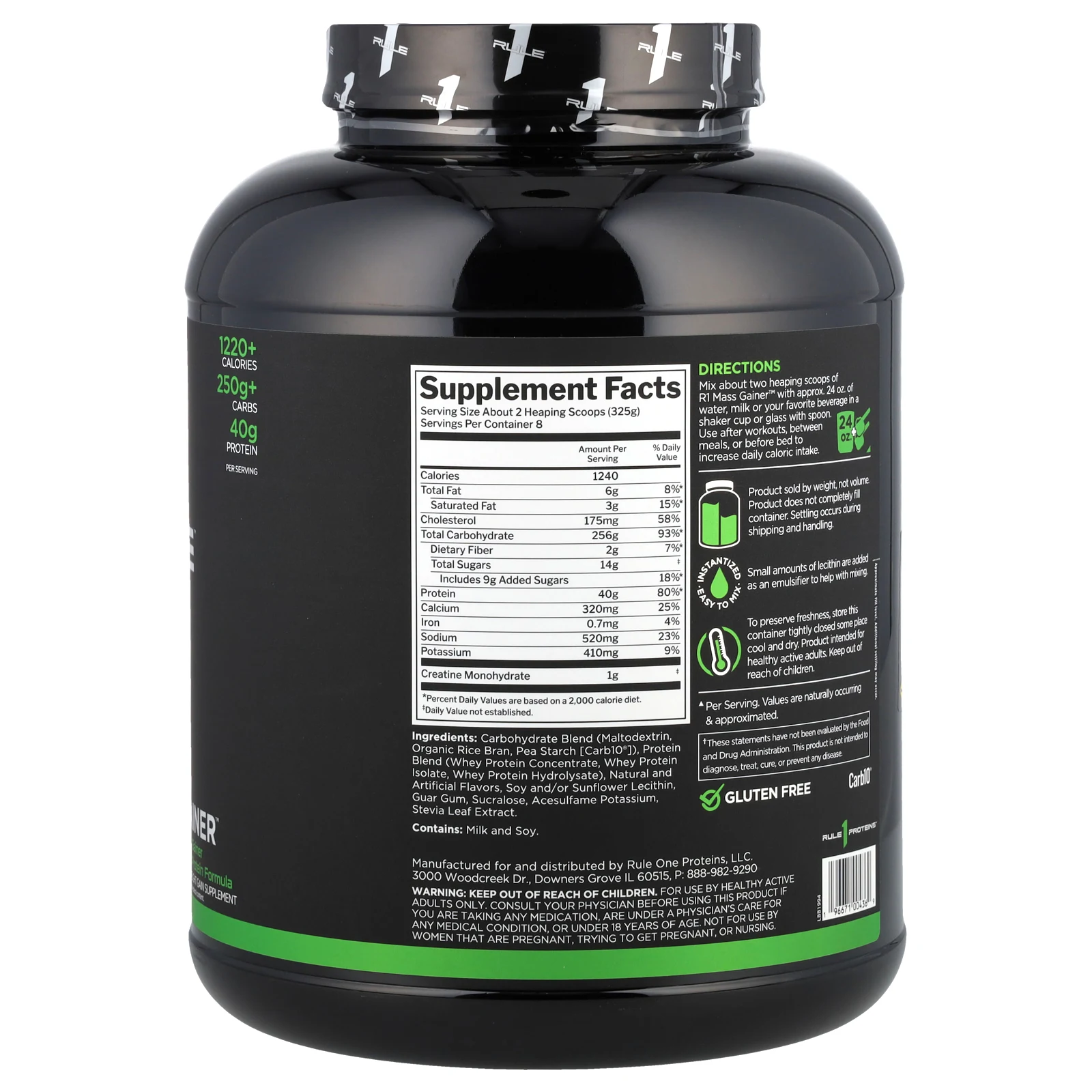 Rule One Proteins, средство для набора мышечной массы, с ванильным кремом, 2,6 кг (5,73 фунта)