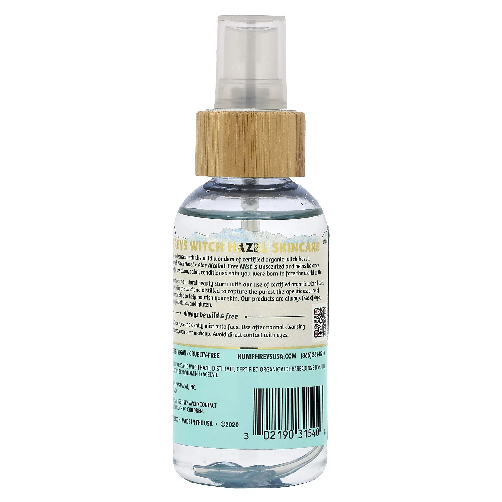 Humphreys, Witch Hazel, спрей без спирта с алоэ, 97 мл (3,3 жидк. Унции)