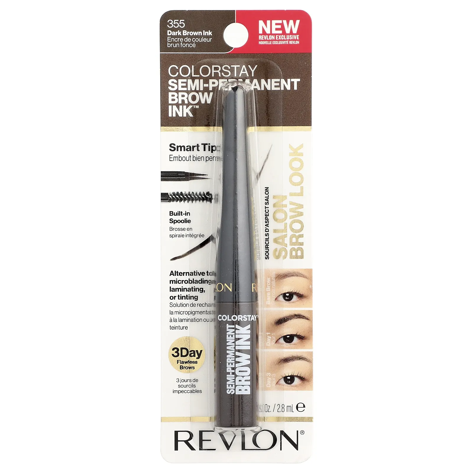 Revlon, Colorstay™, semi-permanent Brow Ink™, оттенок 355 темно-коричневый, 2,8 мл (0,09 жидк. унции)