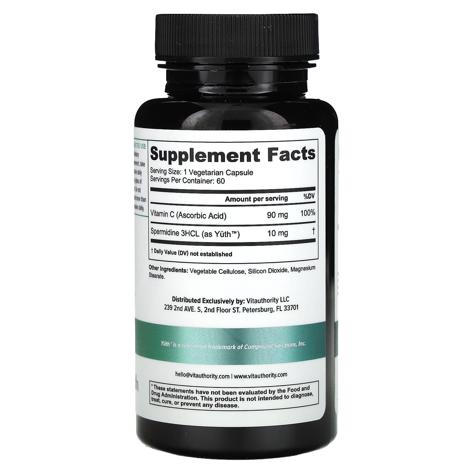 Vitauthority, Youth, антивозрастная смесь премиального качества с витамином C, 60 вегетарианских капсул