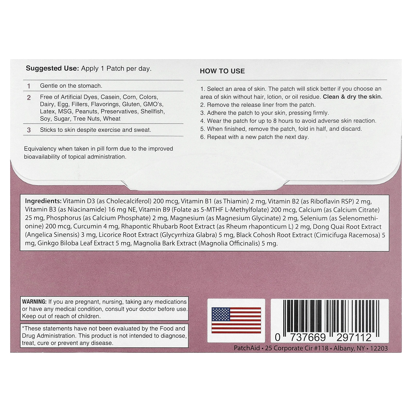 PatchAid, патч для облегчения симптомов менопаузы, 30 шт.