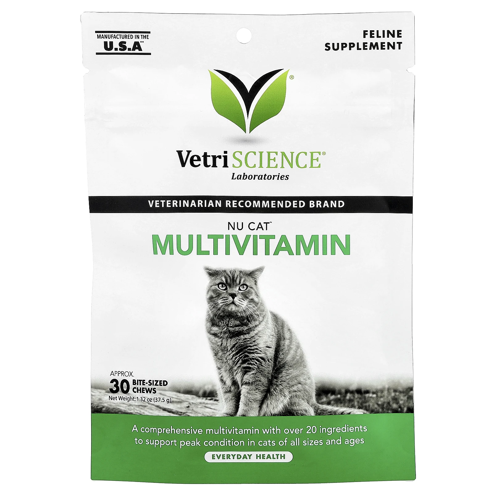 Vetriscience, Nu Cat ™, мультивитамины, для кошек, жевательные таблетки на размер 30, 37,5 г (1,32 унции)