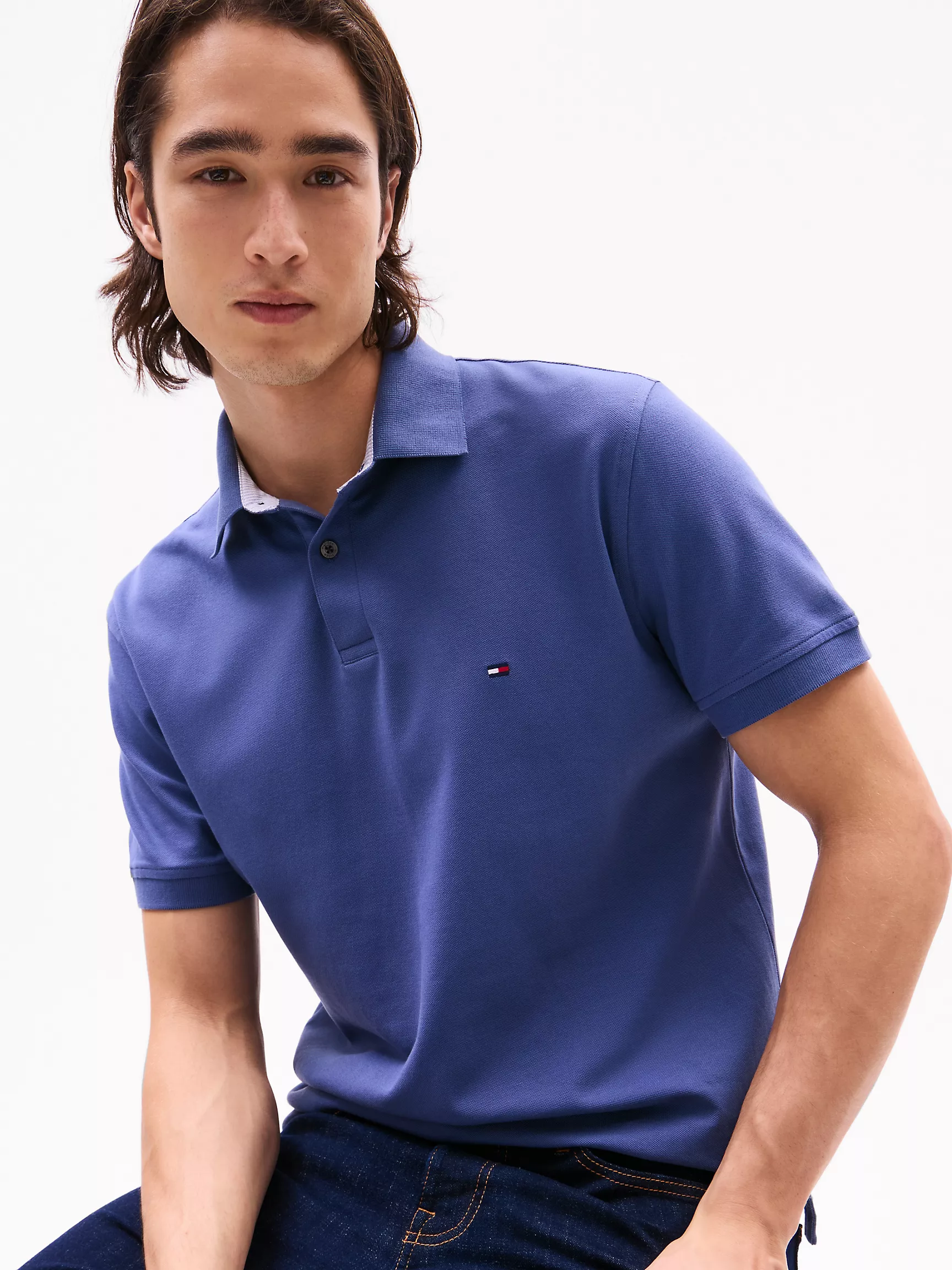 Мужское поло Tommy Hilfiger, Приталенное эластичное поло из пике