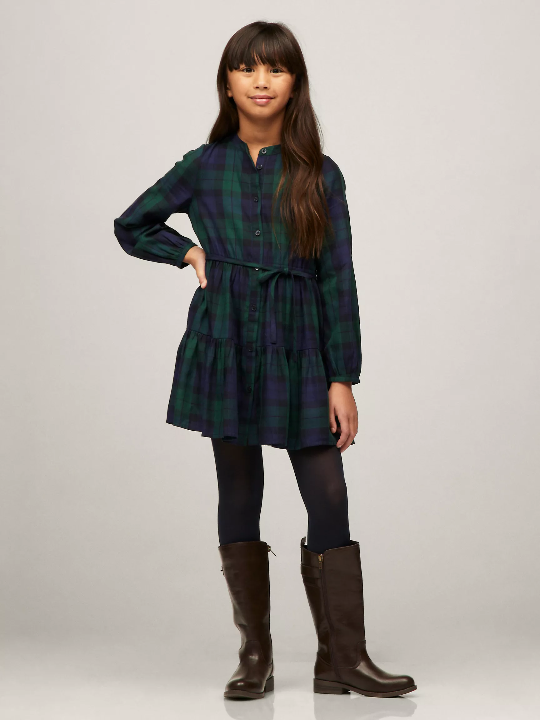 Платье для девочек Tommy Hilfiger, Детское многослойное платье-рубашка в клетку