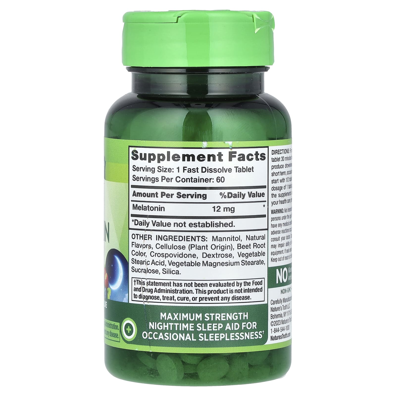 Nature's Truth, Sleep Melatonin, натуральные ягоды, 12 мг, 60 быстро растворяющихся таблеток