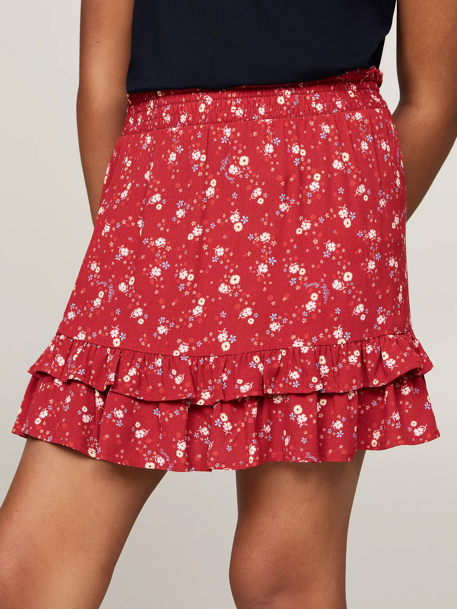 Юбка для девочки Tommy Hilfiger, Детская мини-юбка с цветочным принтом и воланами