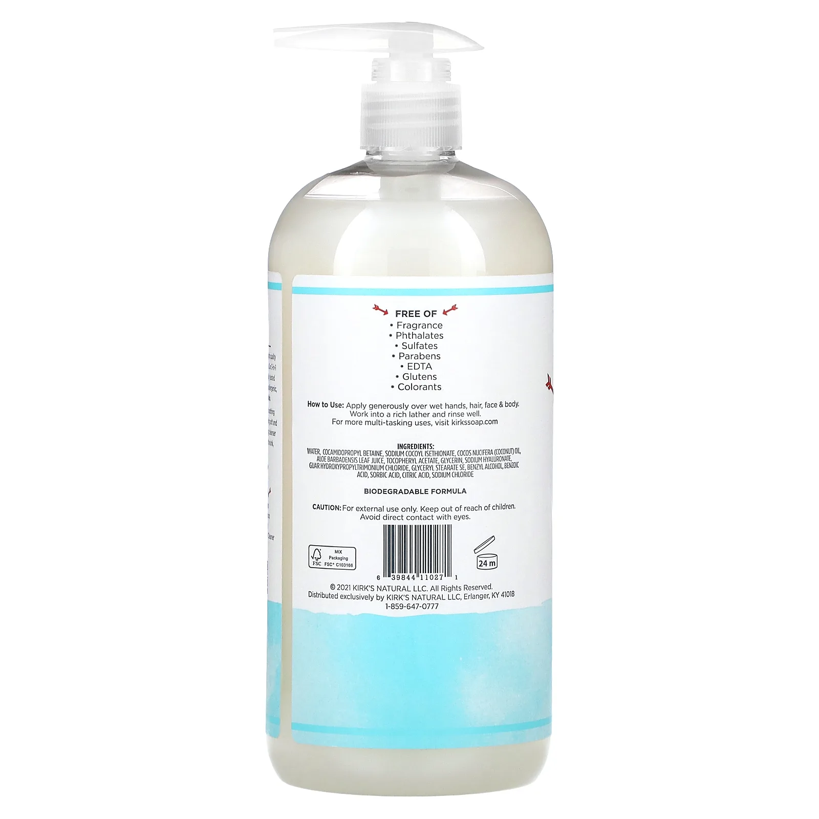 Kirk's, Питательное очищающее средство 3 в 1, без отдушек, 946 мл (32 жидк. Унции)