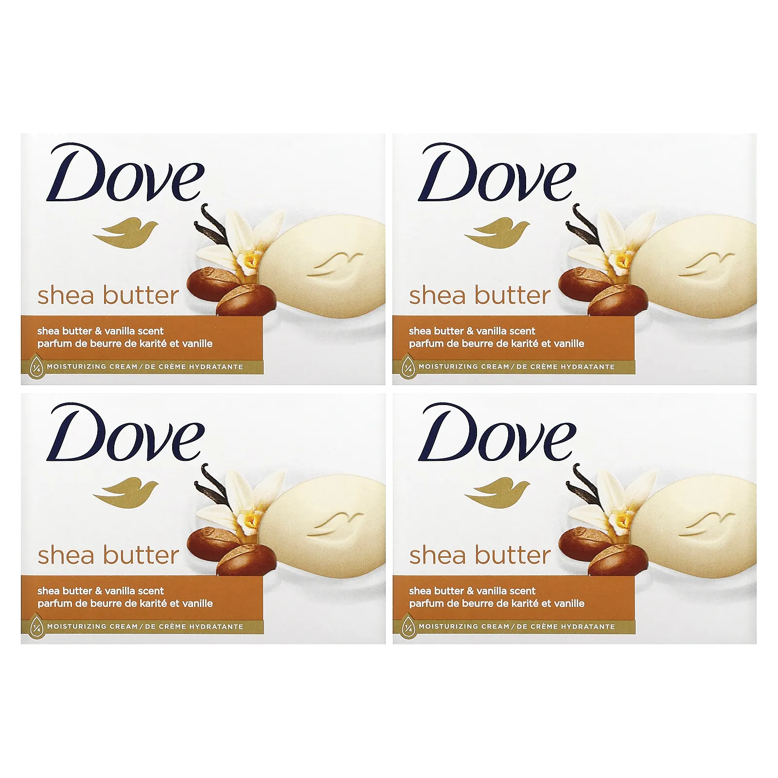 Dove, Beauty Bar Soap, масло ши и ваниль, 2 шт., По 106 г (3,75 унции)