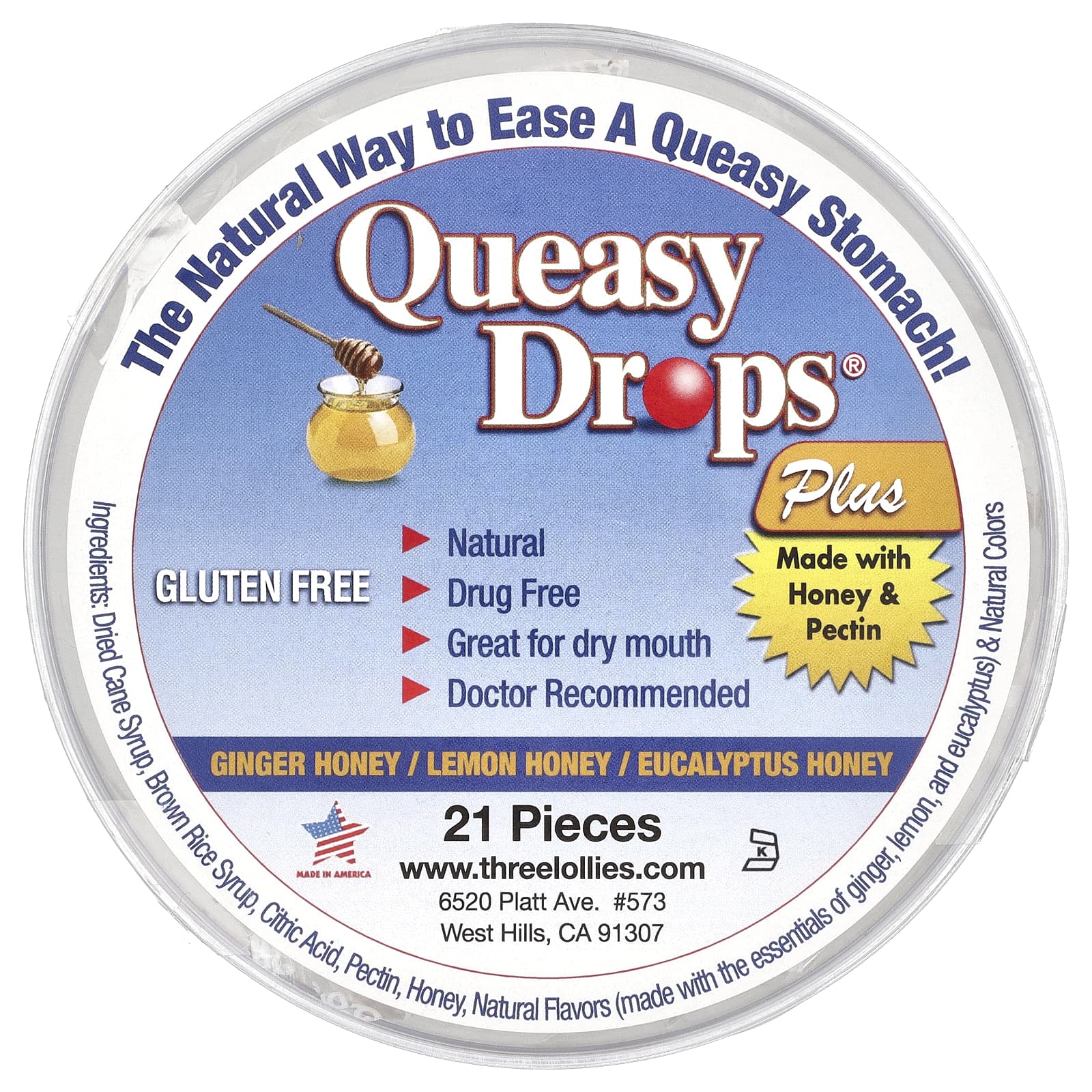 Preggie, Queasy Drops® Plus, медовое ассорти, 21 шт.
