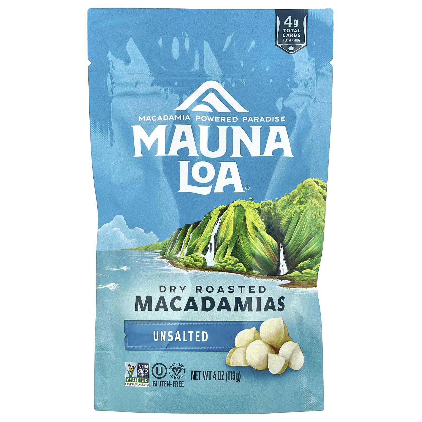 Mauna Loa, Макадамия сухой обжарки, несоленая, 113 г (4 унции)
