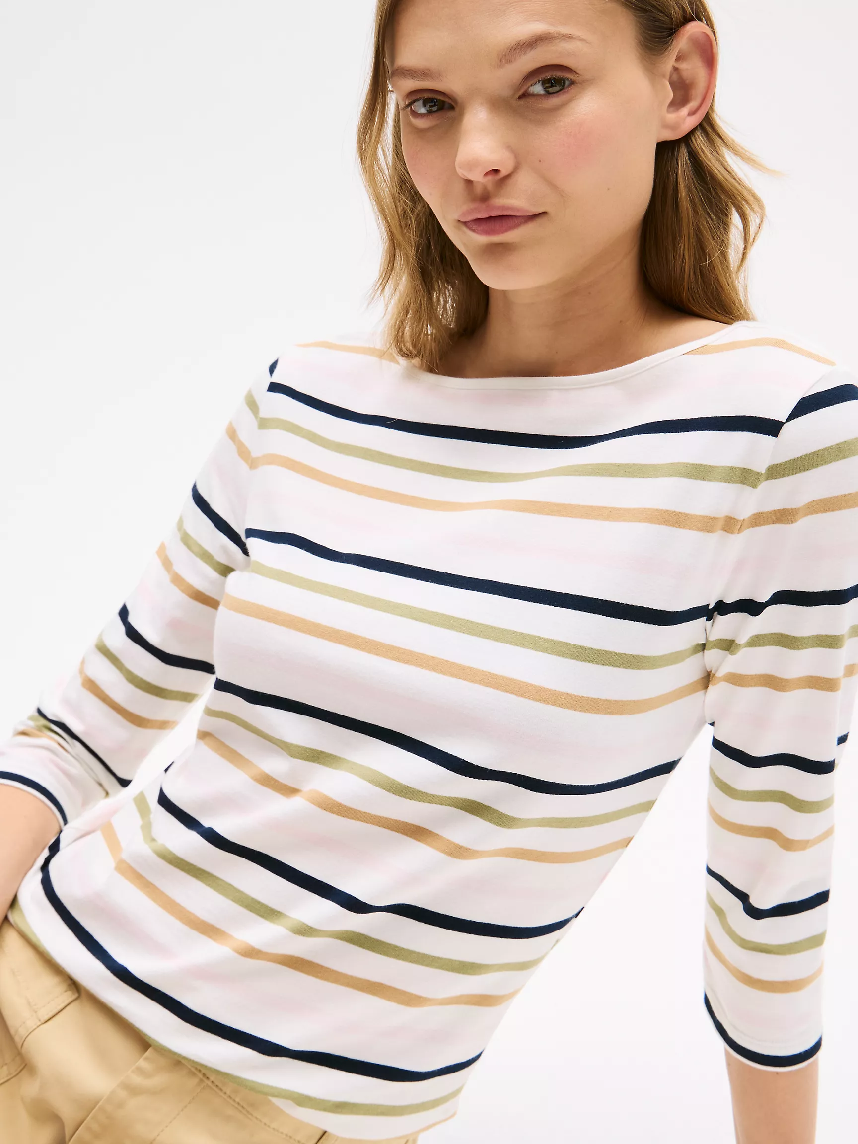Женская футболка Tommy Hilfiger, Полосатая футболка с вырезом "лодочка"