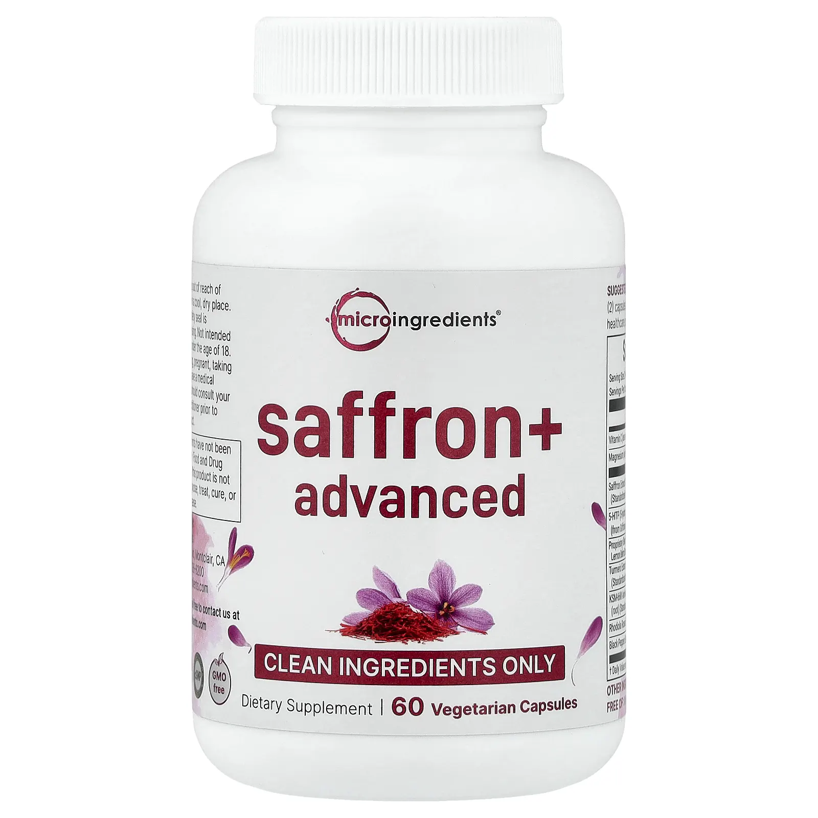 Micro Ingredients, Saffron+ Advanced, 60 вегетарианских капсул