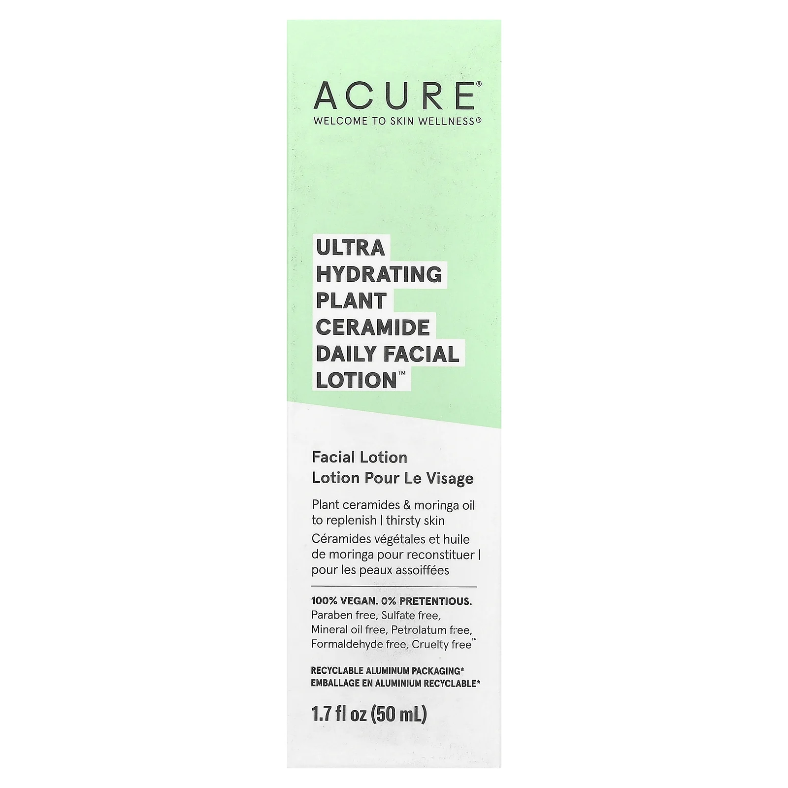 ACURE, Ultra Hydrating Plant Ceramide Daily Facial Lotion, ультраувлажняющий лосьон для лица с растительными керамидами для ежедневного ухода, 50 мл (1,7 жидк. унции)
