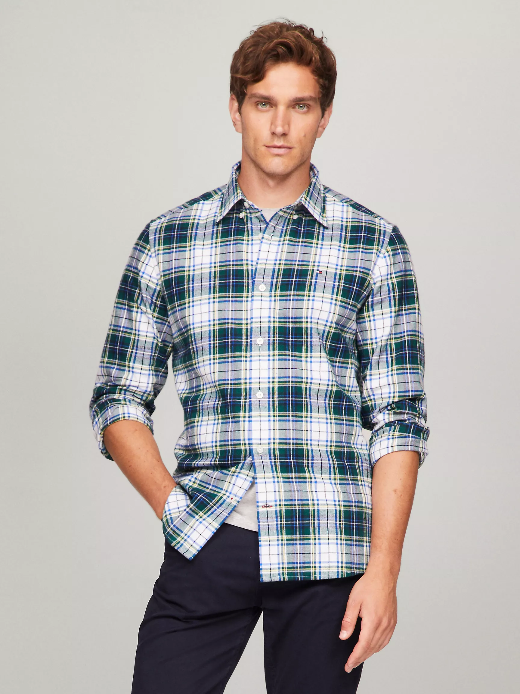 Мужская рубашка Tommy Hilfiger, Фланелевая рубашка стандартного кроя в клетку