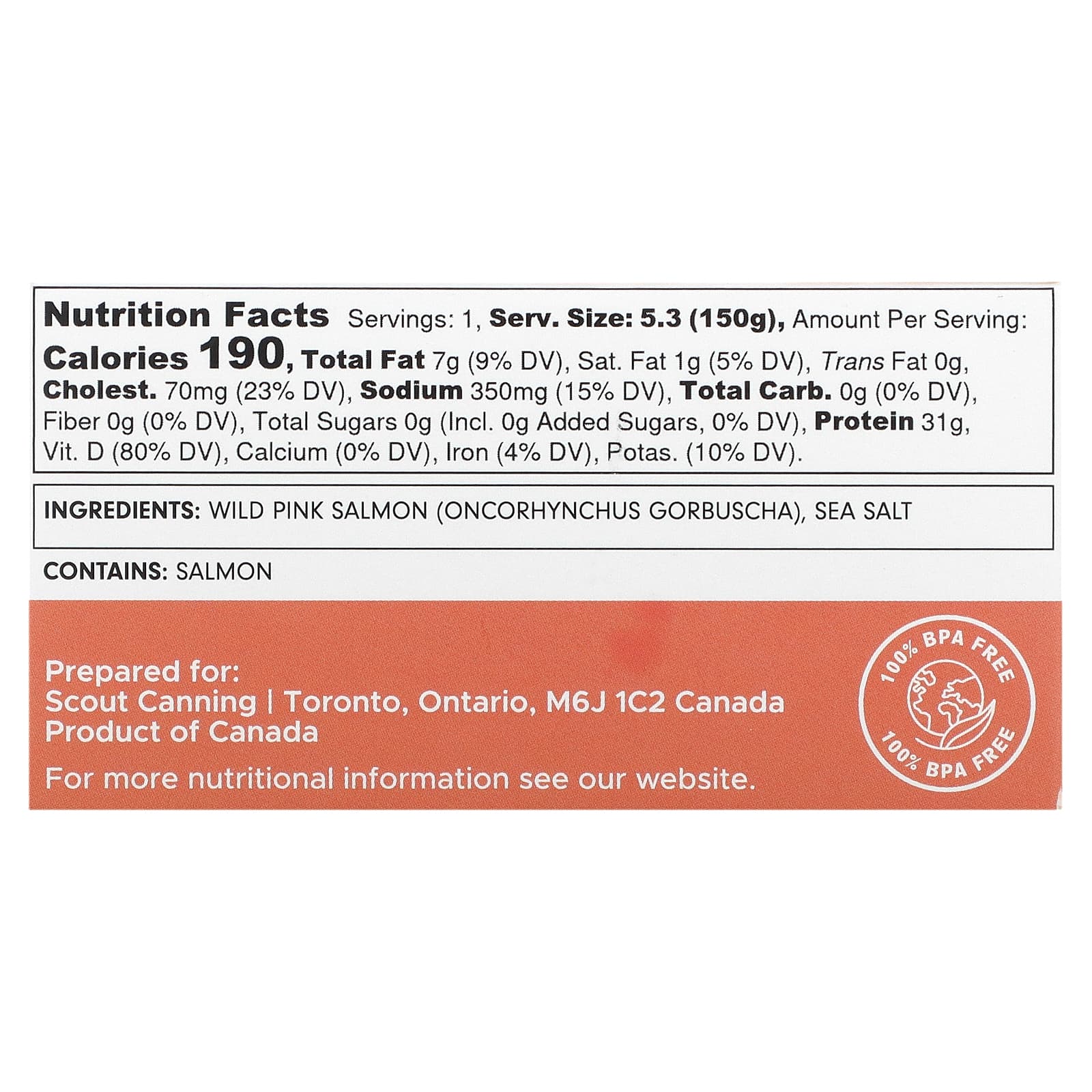 Scout, Дикий горбуша, 150 г (5,3 унции)