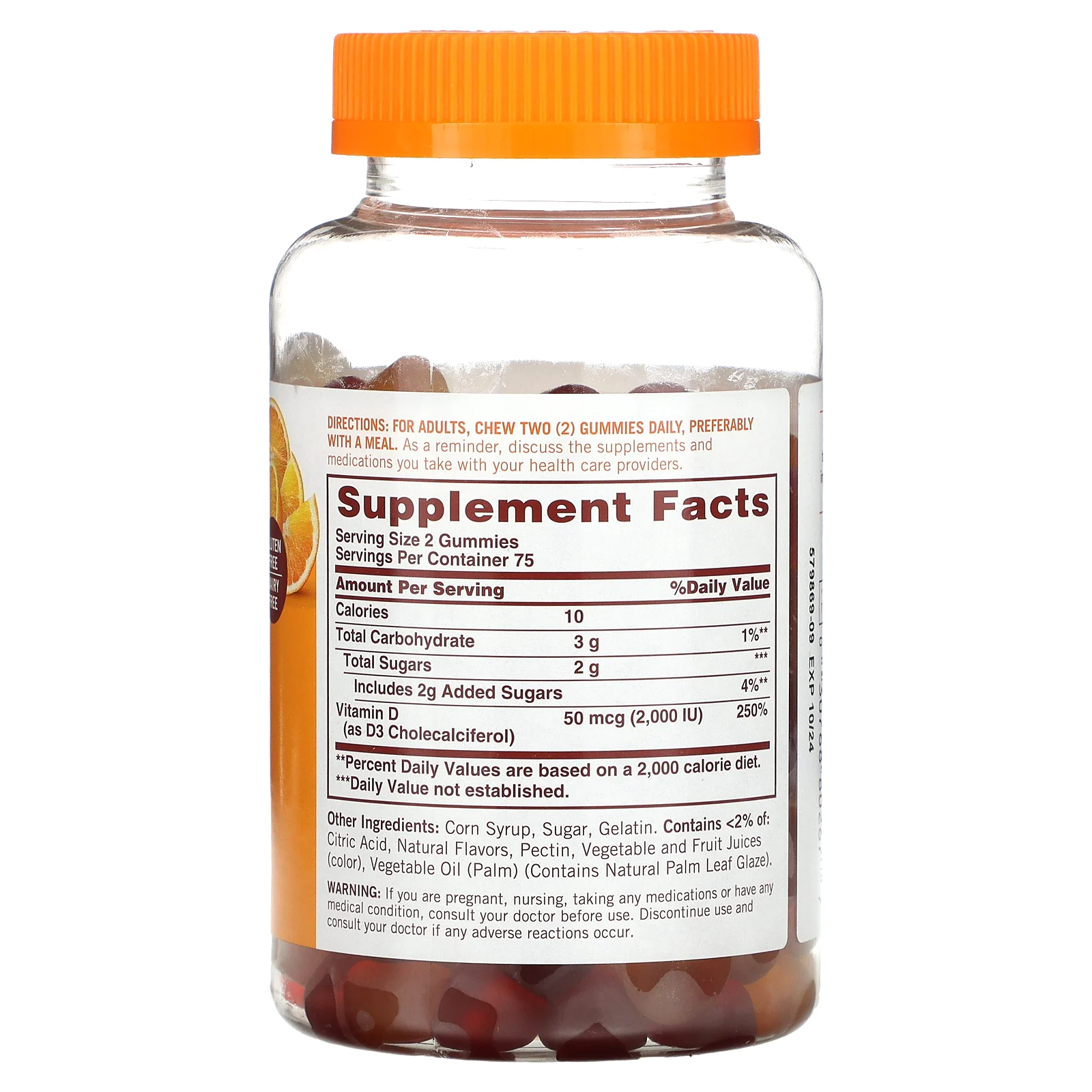 Sundown Naturals, витамин D3, жевательные таблетки со вкусом клубники, апельсина и лимона, 2000 МЕ, 150 жевательных таблеток (25 мкг (1000 МЕ) в 1 жевательной таблетке)