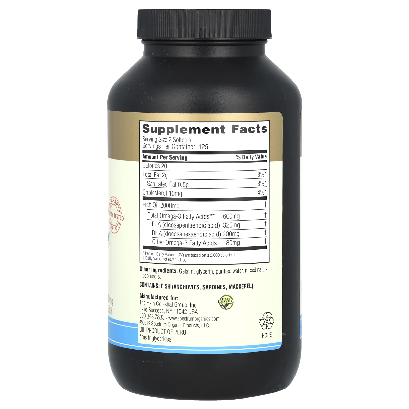 Spectrum Essentials, рыбий жир, омега-3, 1000 мг, 250 капсул (500 мг в 1 капсуле)