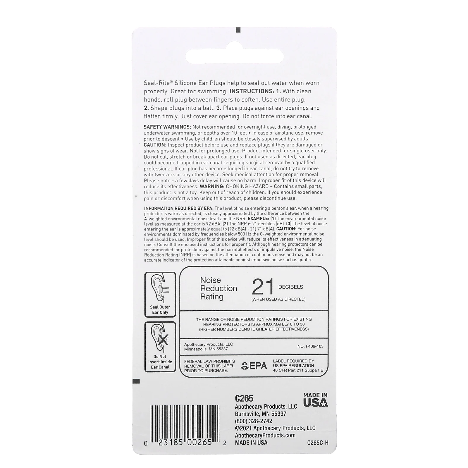 Ezy Dose, Pro-Techs, Seal-Rite, силиконовые беруши, зеленый, 6 пар и футляр