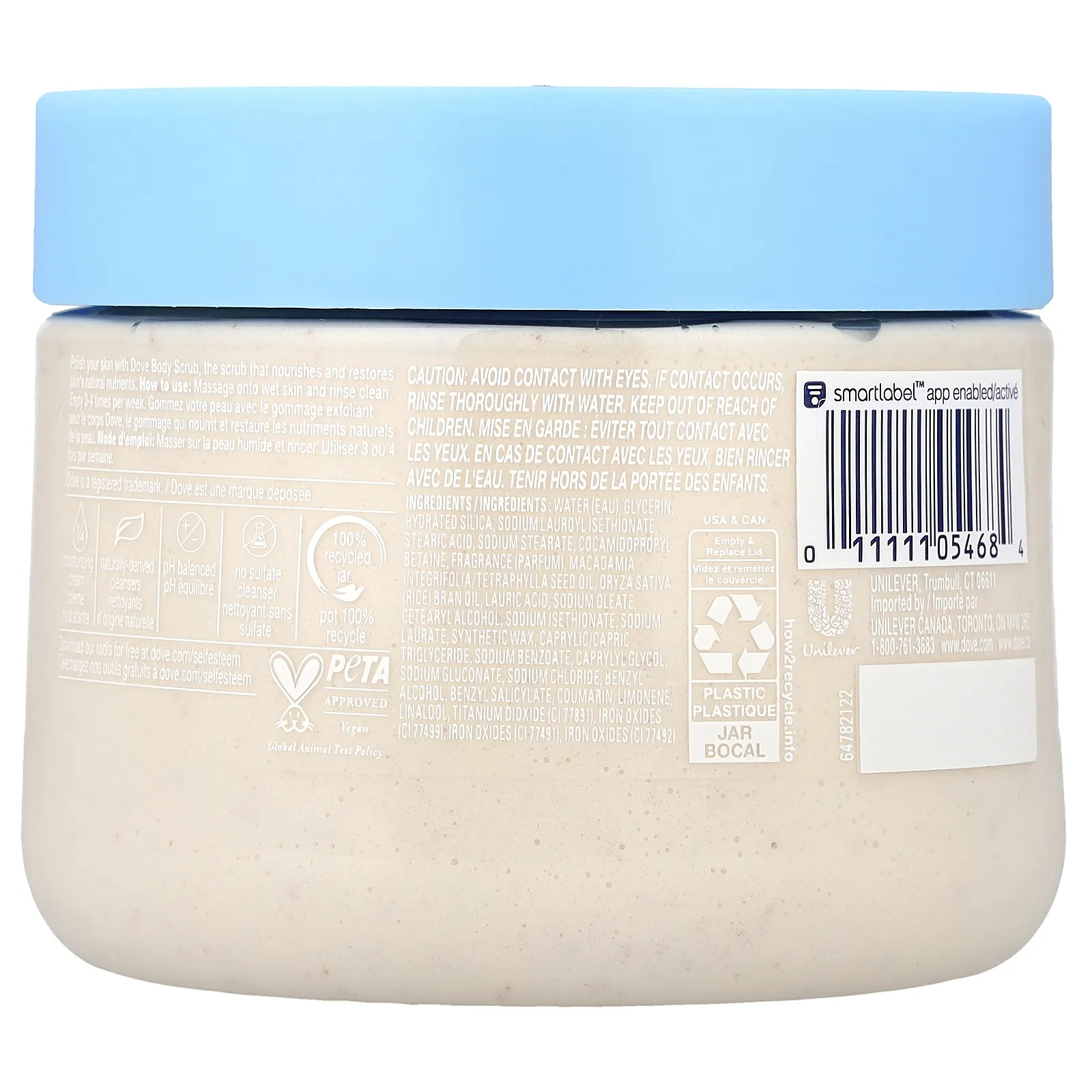 Dove, скраб для тела, измельченная макадамия и рисовое молоко, 425 г (15 унций)