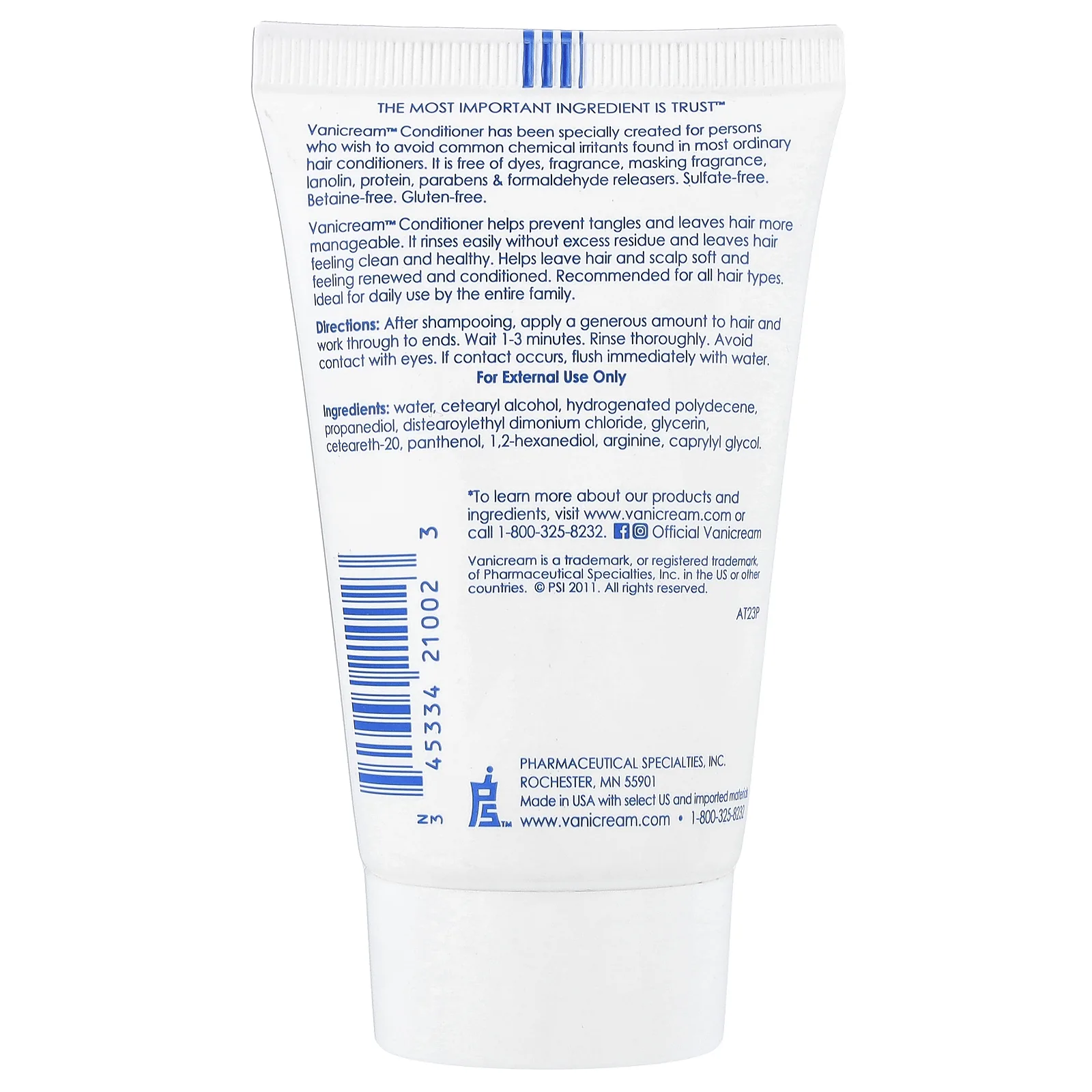 Vanicream, кондиционер, для чувствительной кожи, без отдушки, 59 мл (2 жидк. унции)