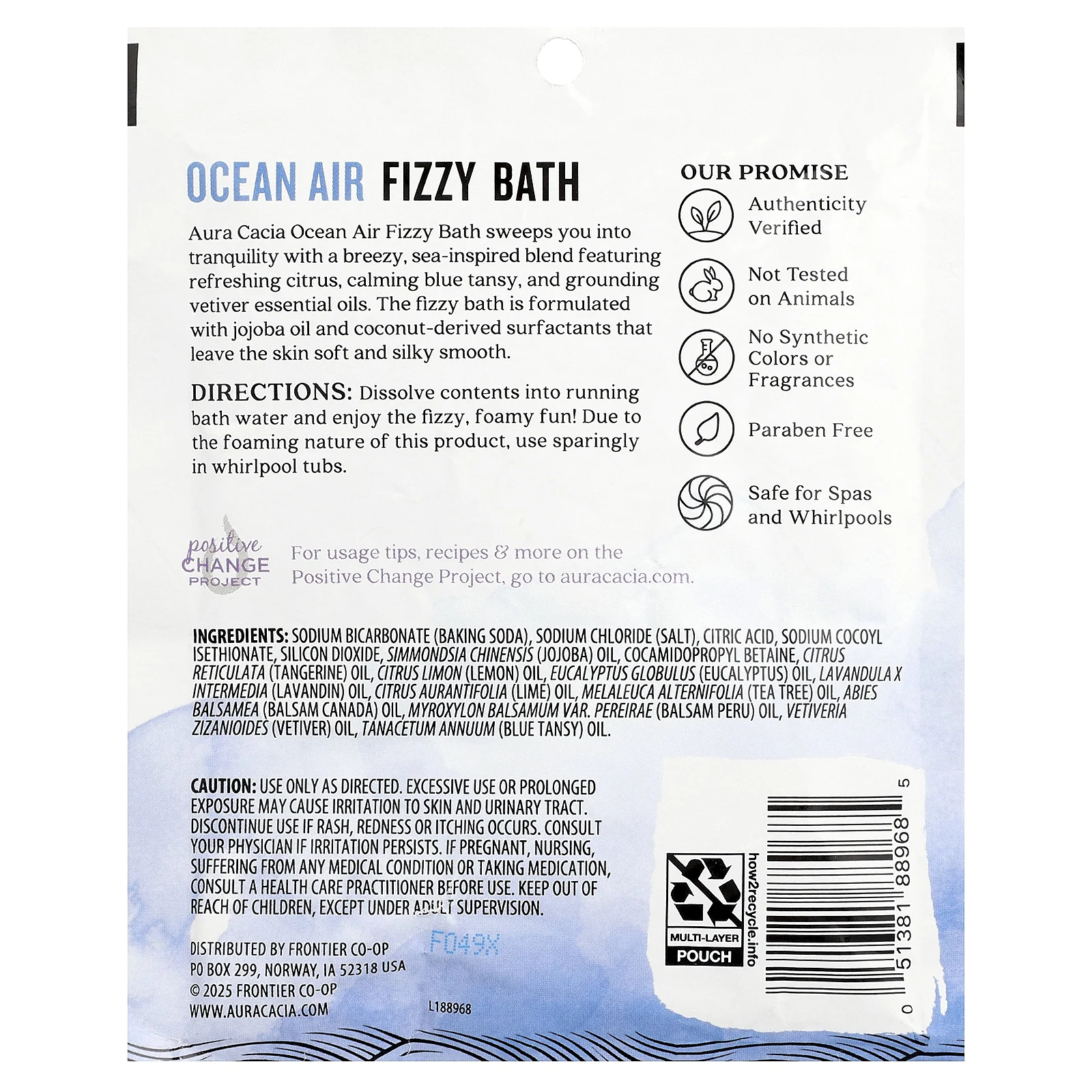 Aura Cacia, Fizzy Bath, океанический воздух, 70,9 г (2,5 унции)