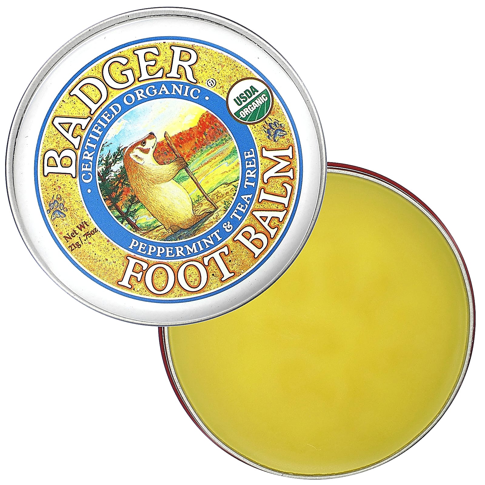 Badger Company, Бальзам для ног с экстрактами перечной мяты и чайного дерева, .75 унций (21 г)
