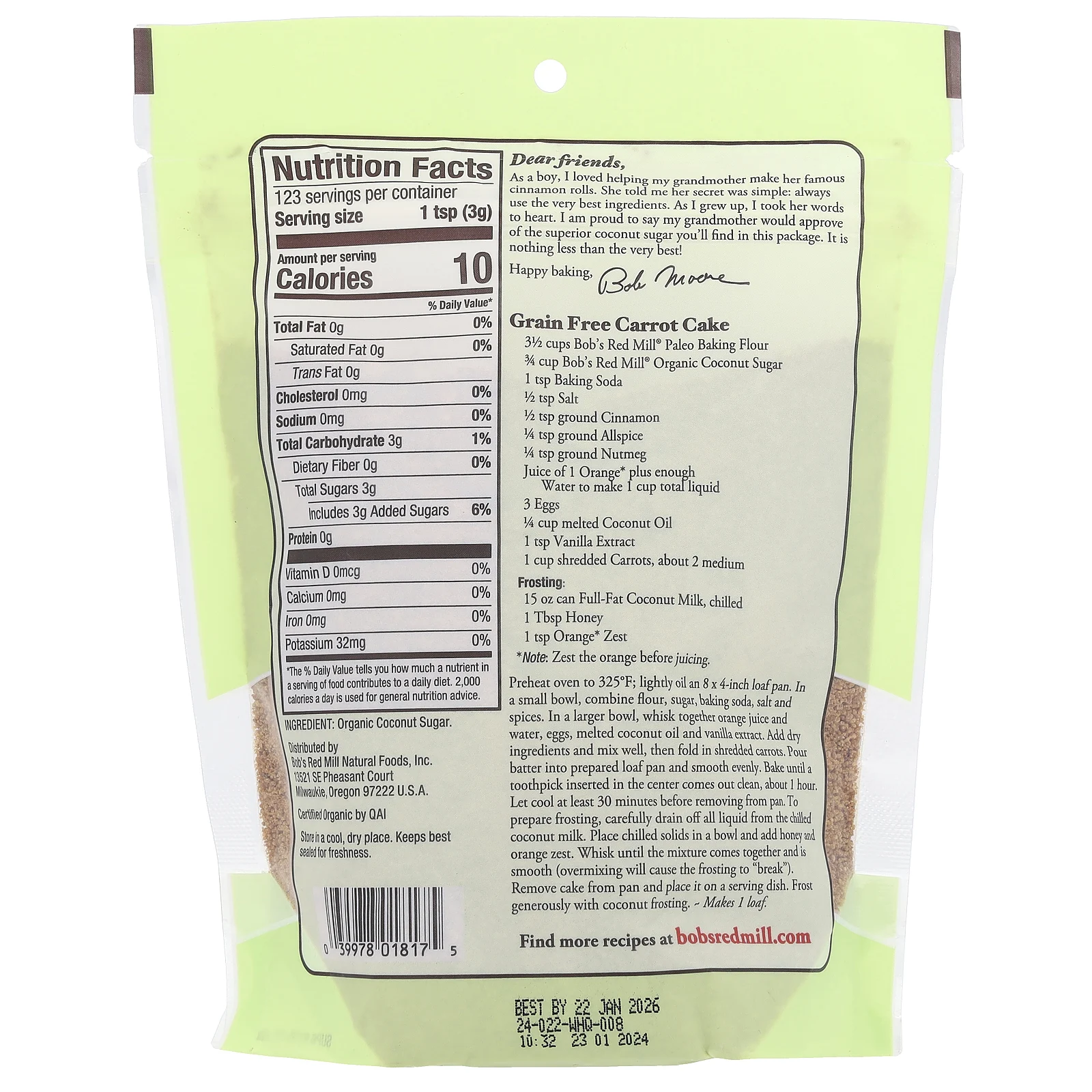 Bob's Red Mill, Organic, Coconut Sugar, 13 oz (369 g)