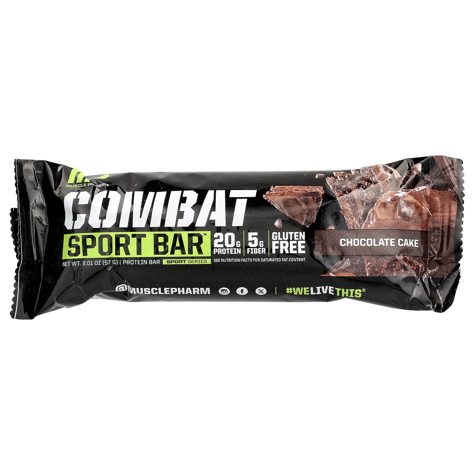 MusclePharm, Протеиновый батончик Combat Ready ™, шоколадный торт, 4 батончика, 57 г (2,01 унции)