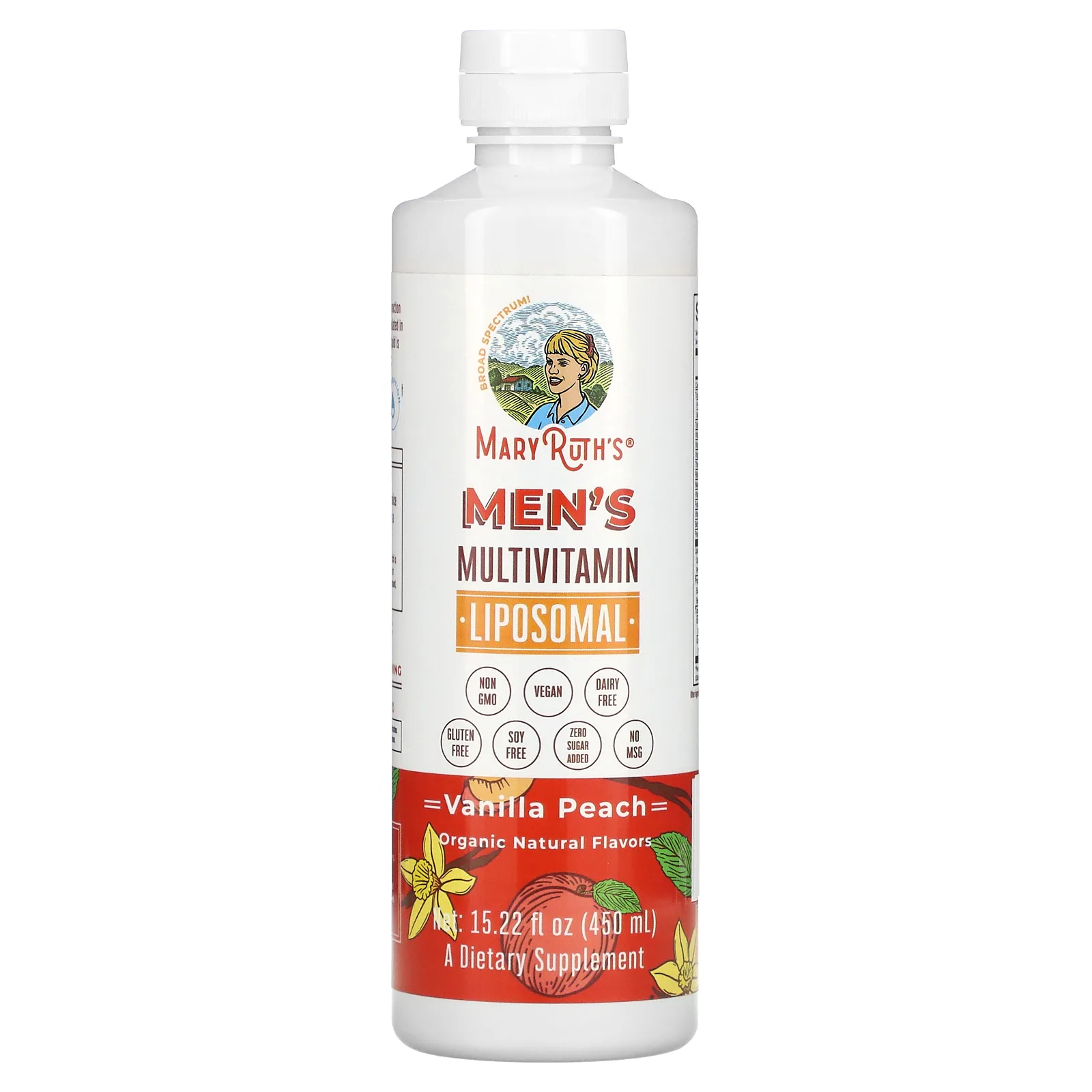 MaryRuth's, Men's Multivitamin Liposomal, Vanilla Peach, 15.22 fl oz (450 ml)