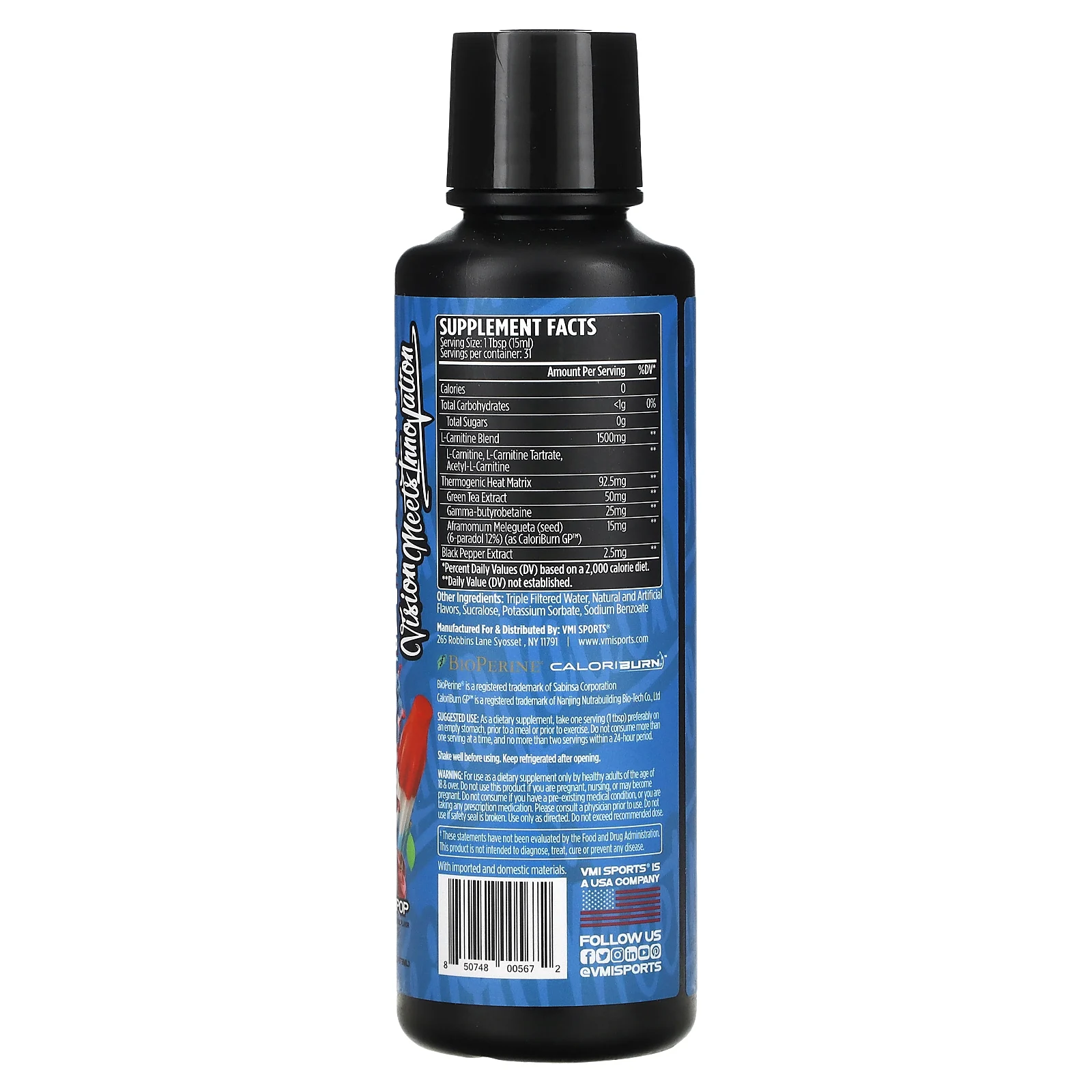 VMI Sports, L-карнитин 1500 Heat, Patriot Pop, 473 мл (16 жидк. Унций)