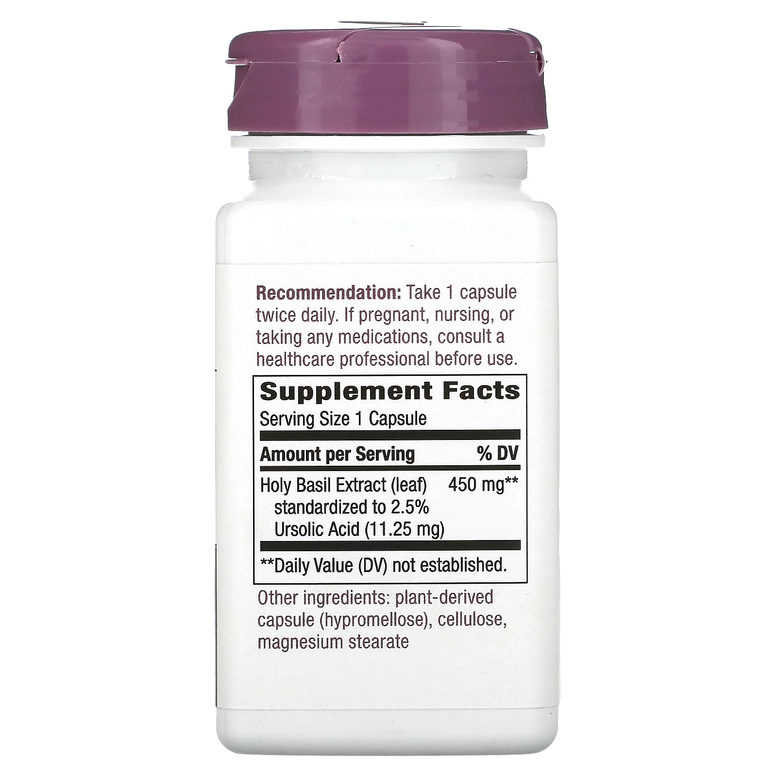 Nature's Way, базилик священный, 450 мг, 60 веганских капсул